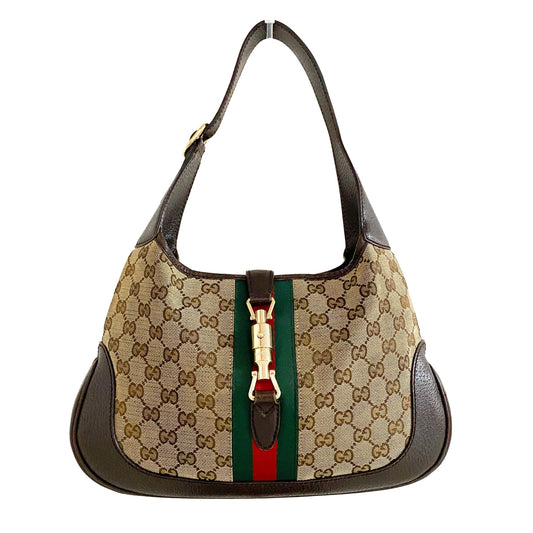 GUCCI Ophidia GG Canvas Sherry Line Jackie, Cotton Canvas in Neutral, Sold by HIVE PRELOVED - Shoulder Bags, ,