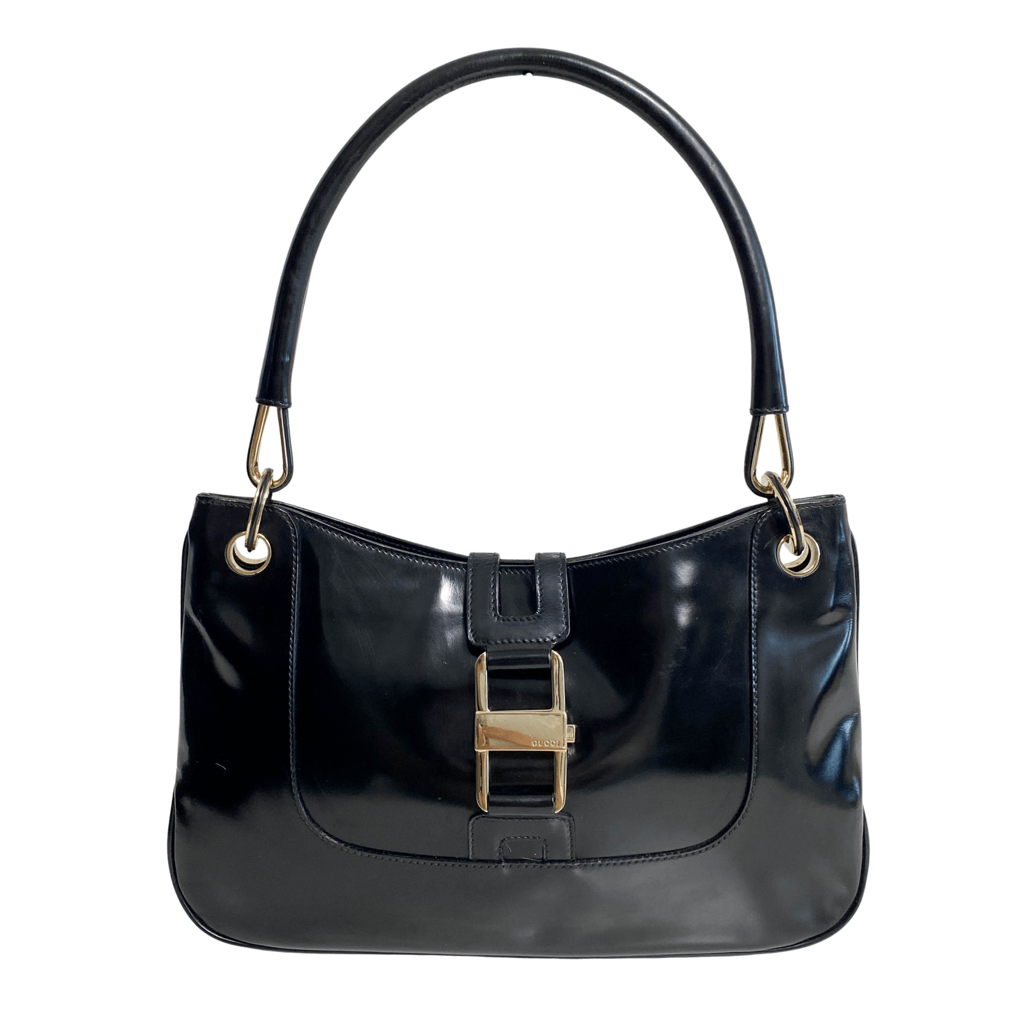 GUCCI Patent Leather Black Hobo Shoulder Bag, in , Sold by HIVE PRELOVED - Shoulder Bags, ,