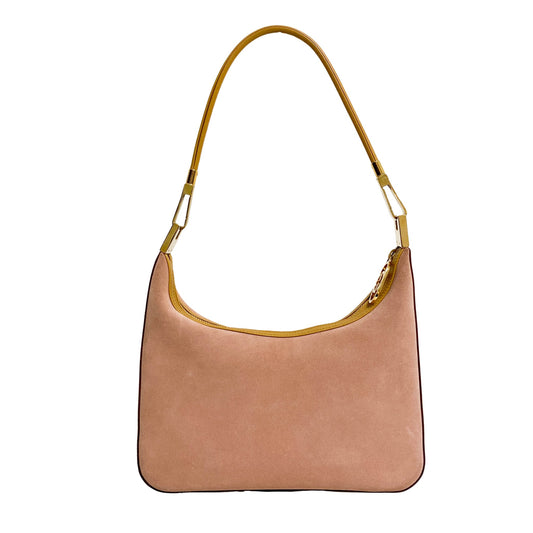GUCCI Pink Suede Brown Leather Shoulder Hobo Bag, in , Sold by HIVE PRELOVED - Shoulder Bags, ,