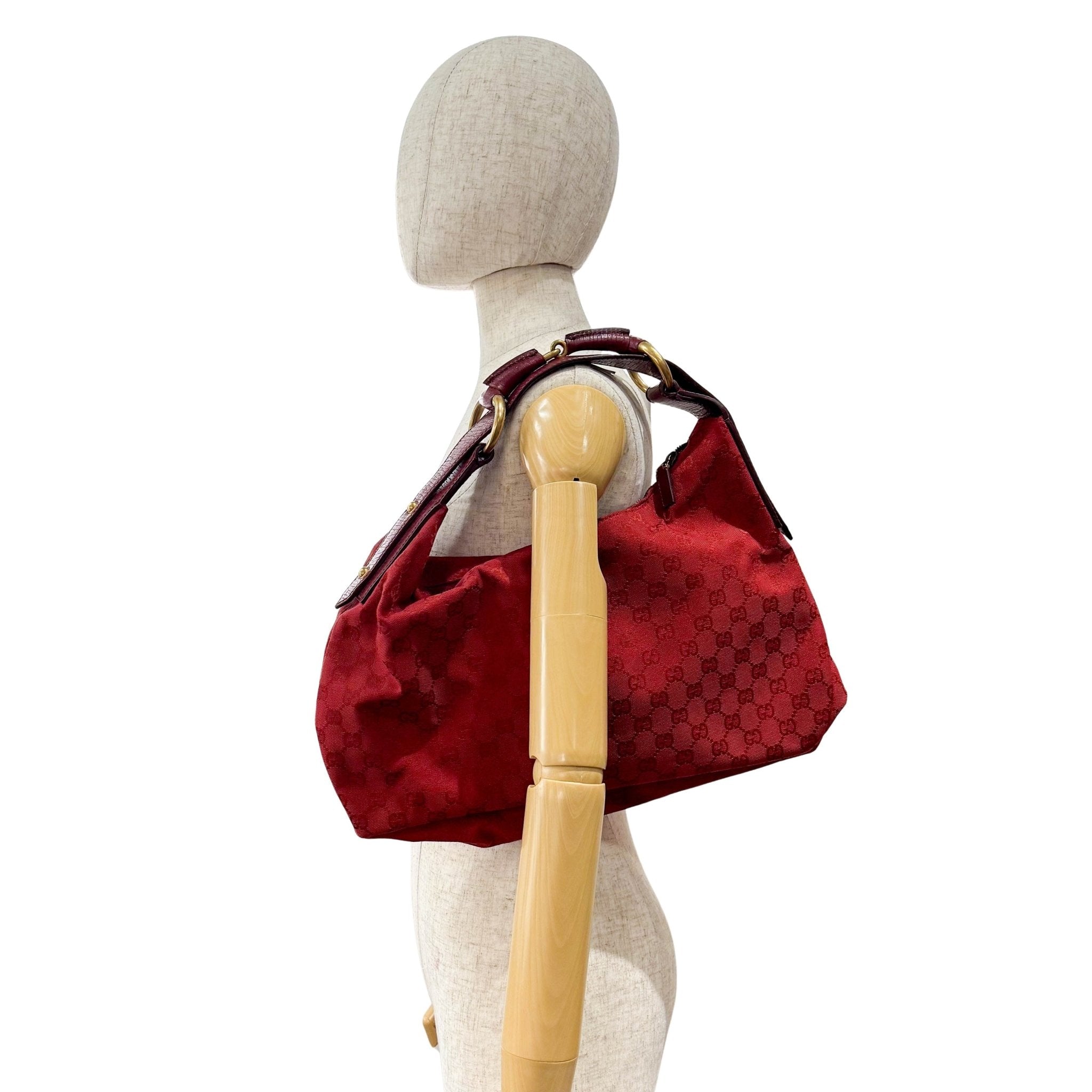 GUCCI Red Cotton GG Canvas Horsebit Shoulder Bag, in , Sold by HIVE PRELOVED - Shoulder Bags, ,