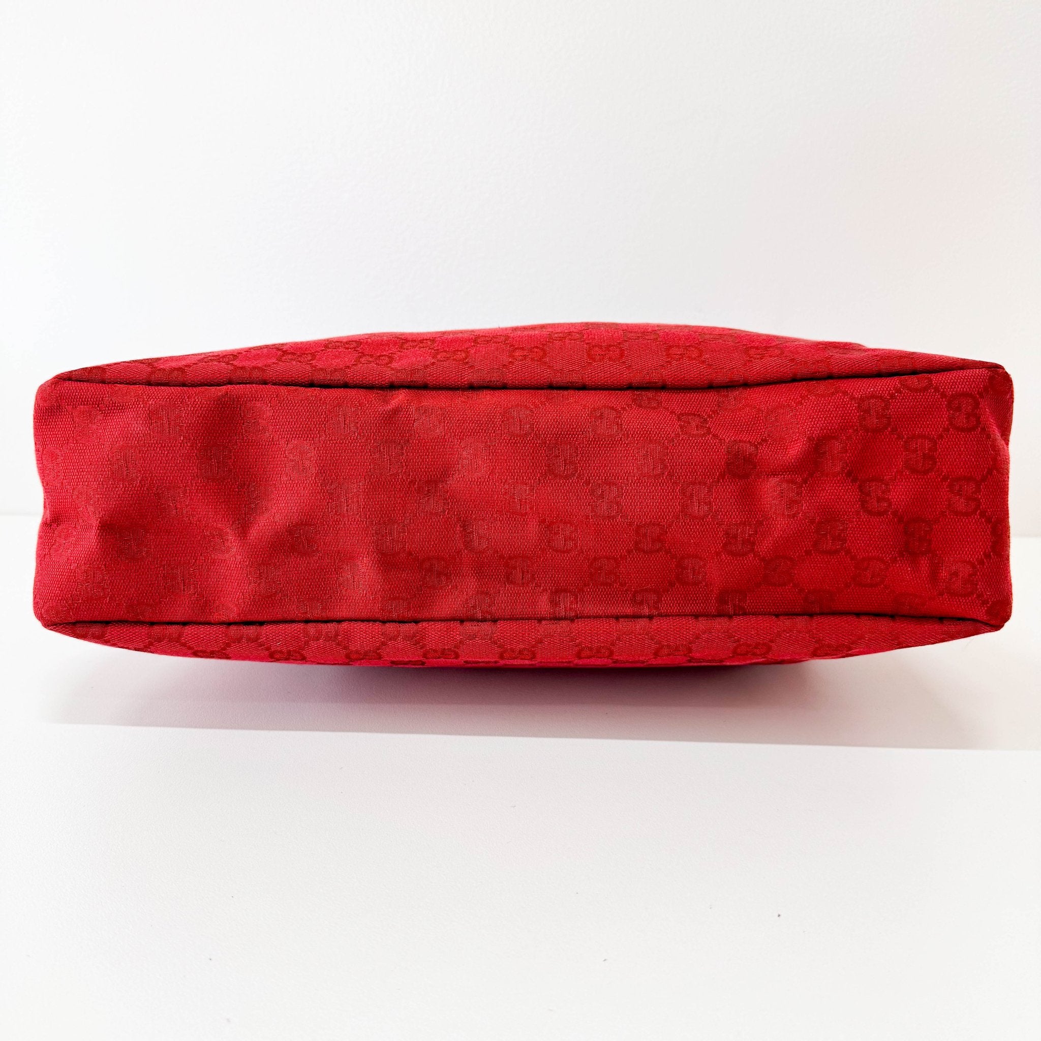 GUCCI Red Cotton GG Canvas Horsebit Shoulder Bag, in , Sold by HIVE PRELOVED - Shoulder Bags, ,