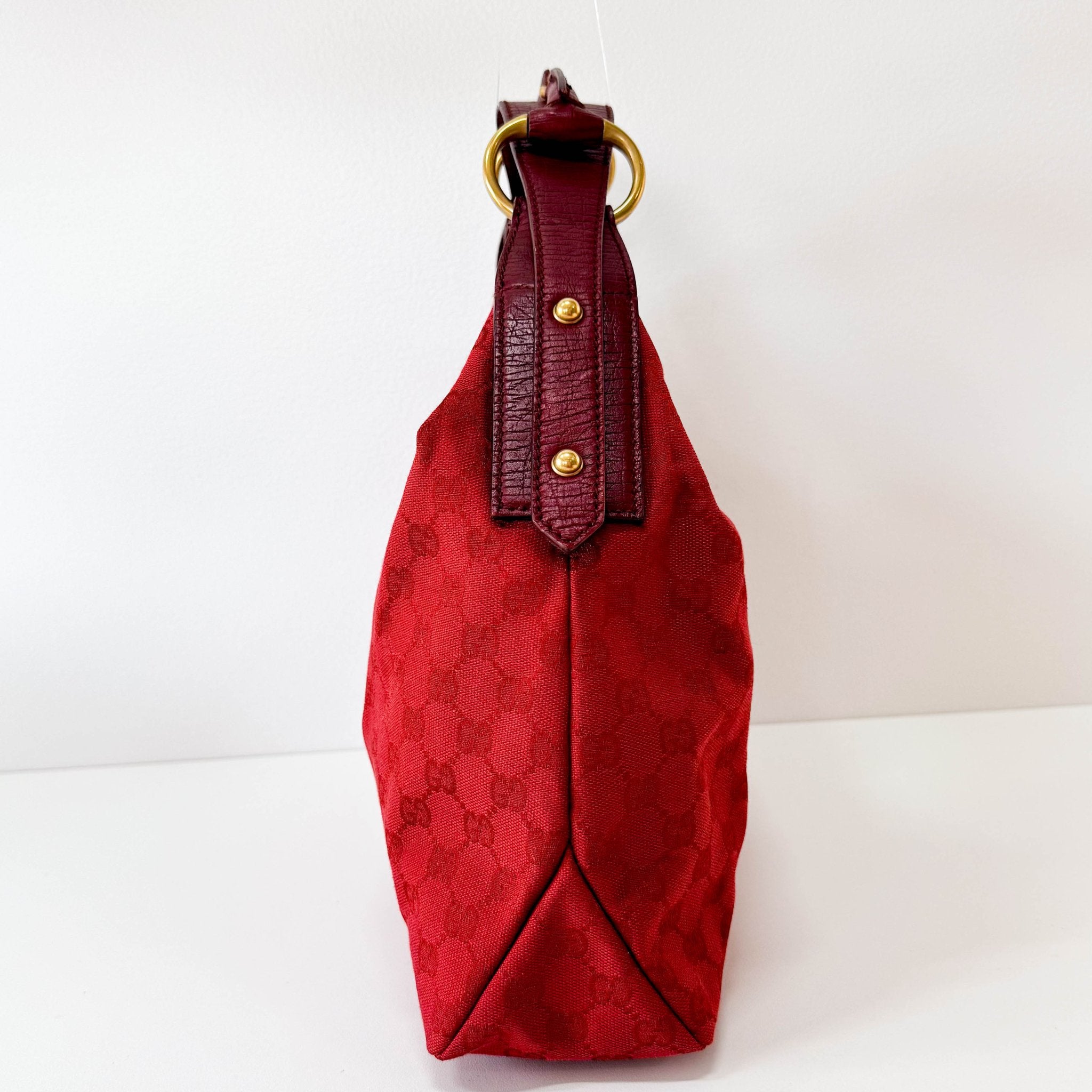 GUCCI Red Cotton GG Canvas Horsebit Shoulder Bag, in , Sold by HIVE PRELOVED - Shoulder Bags, ,