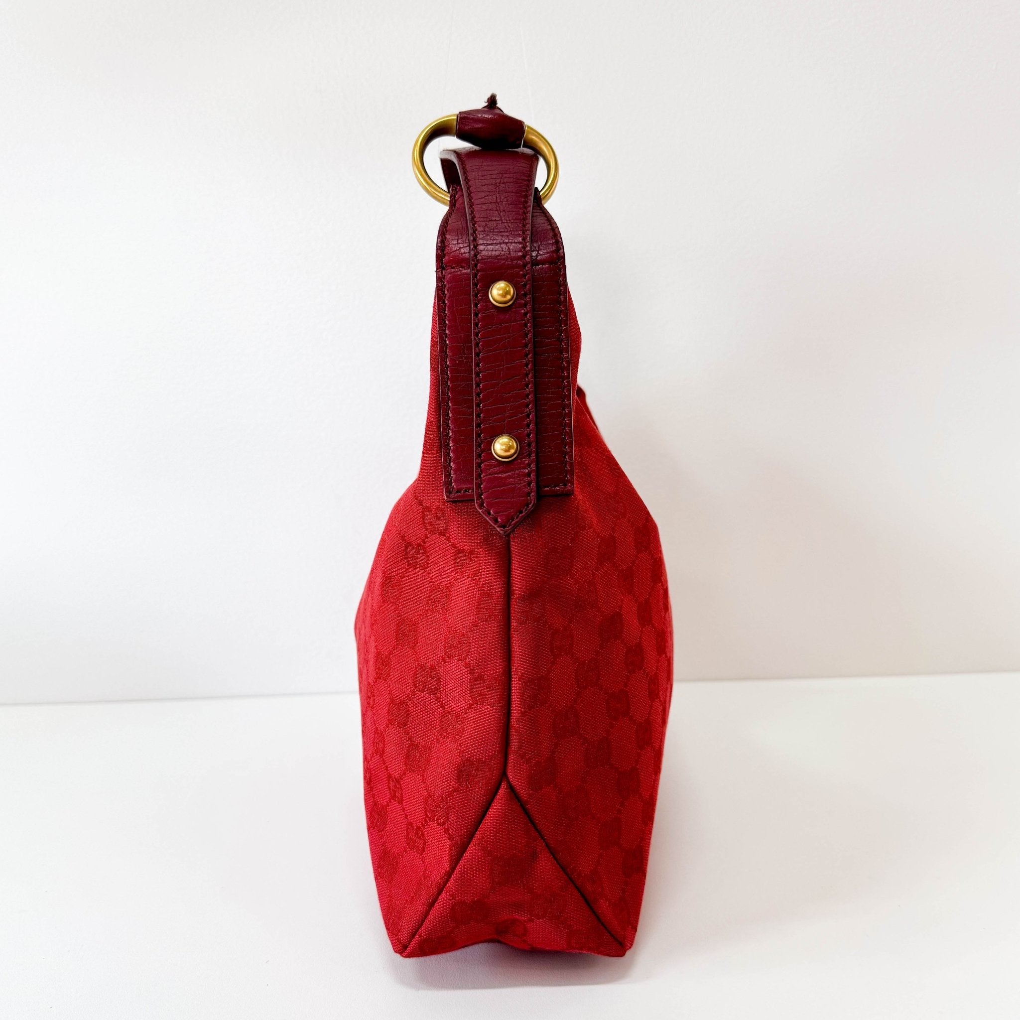 GUCCI Red Cotton GG Canvas Horsebit Shoulder Bag, in , Sold by HIVE PRELOVED - Shoulder Bags, ,