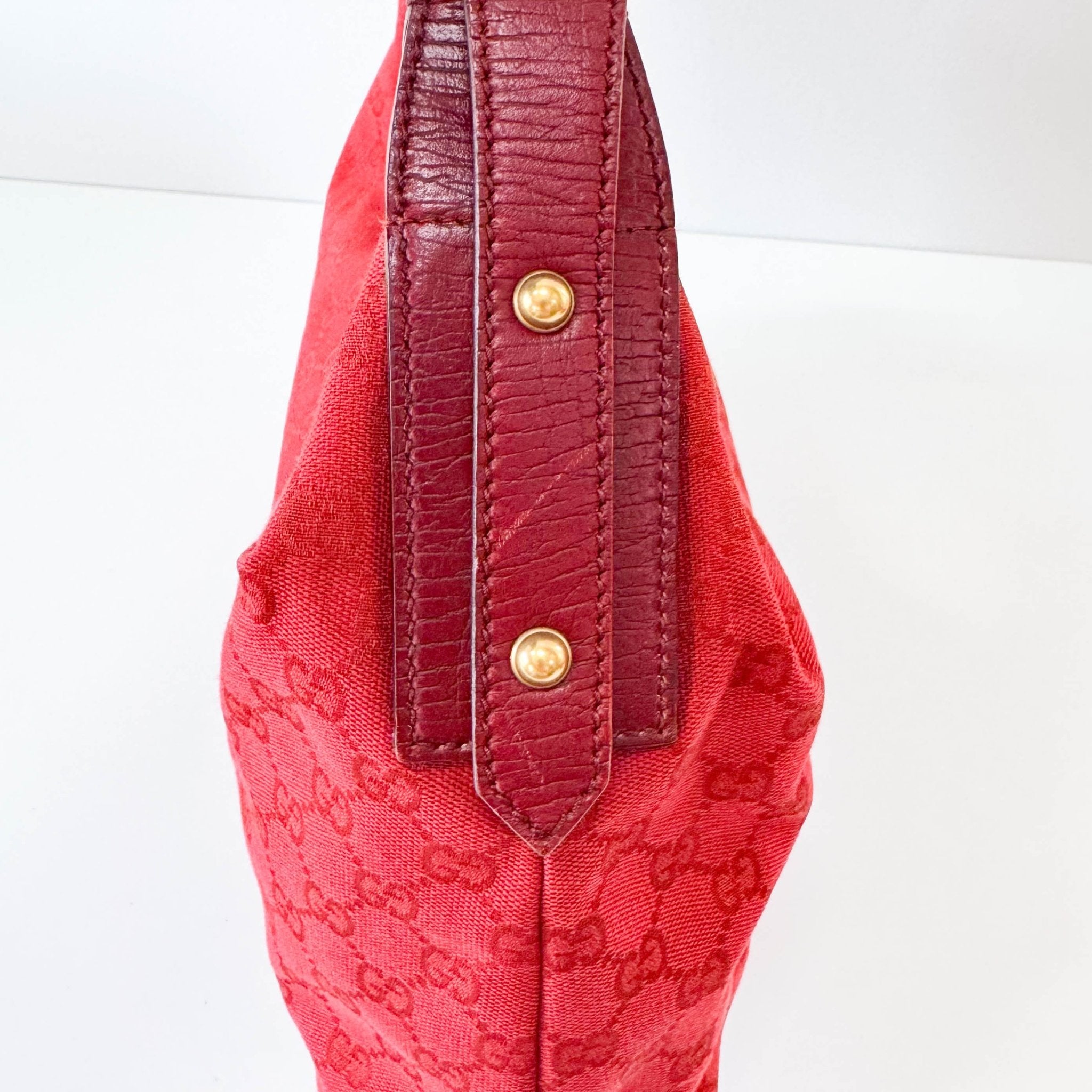 GUCCI Red Cotton GG Canvas Horsebit Shoulder Bag, in , Sold by HIVE PRELOVED - Shoulder Bags, ,