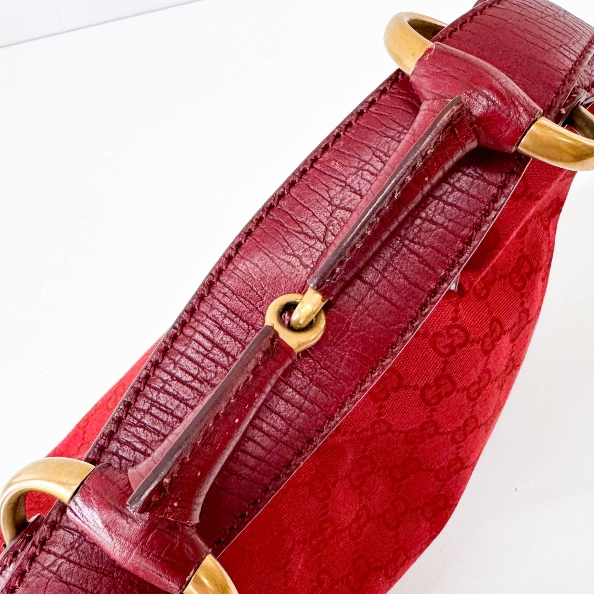 GUCCI Red Cotton GG Canvas Horsebit Shoulder Bag, in , Sold by HIVE PRELOVED - Shoulder Bags, ,