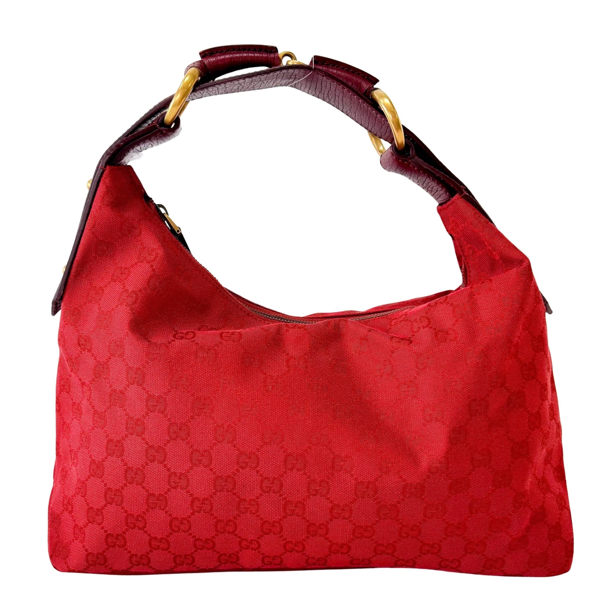 GUCCI Red Cotton GG Canvas Horsebit Shoulder Bag, in , Sold by HIVE PRELOVED - Shoulder Bags, ,