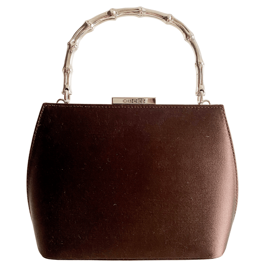 GUCCI Satin Brown Metal Bamboo Mini Handbag, in , Sold by HIVE PRELOVED - Handle Bags, Mini bags, Shoulder Bags