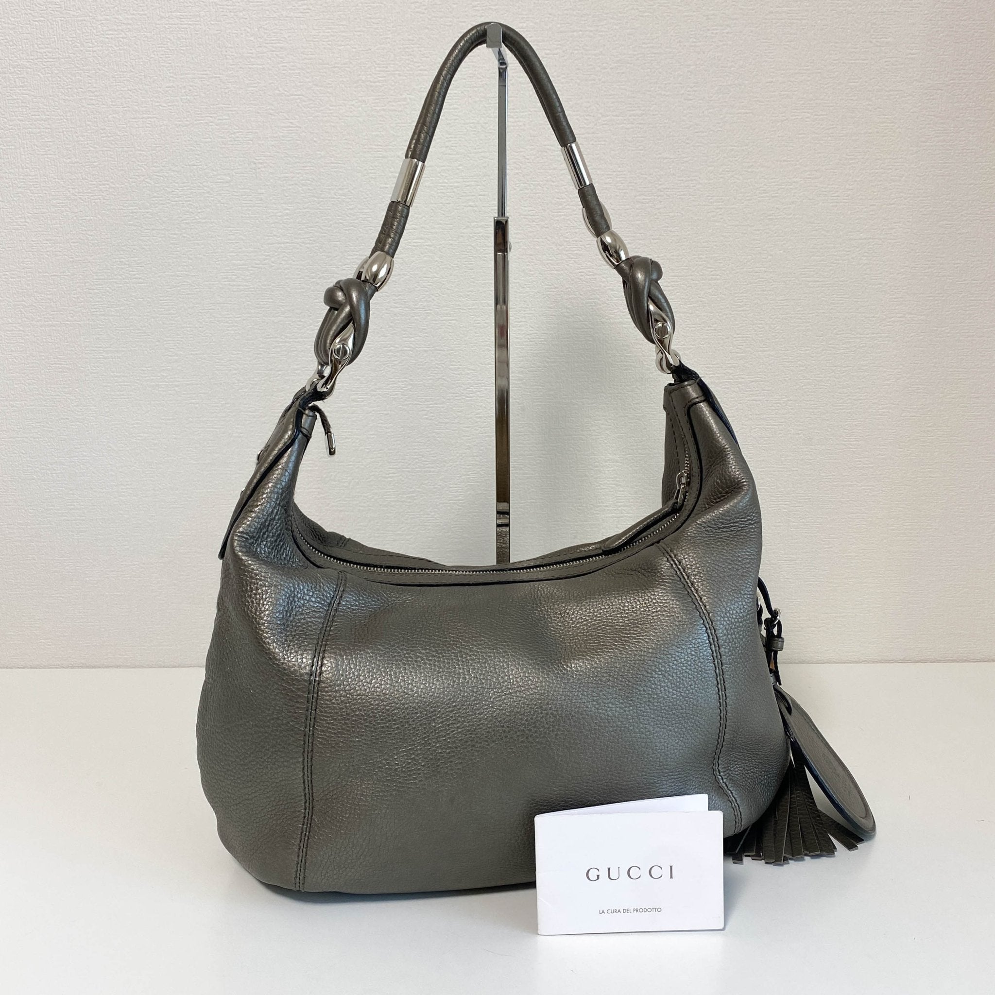 GUCCI Silver Leather Hobo Shoulder Bag, in , Sold by HIVE PRELOVED - Shoulder Bags, ,