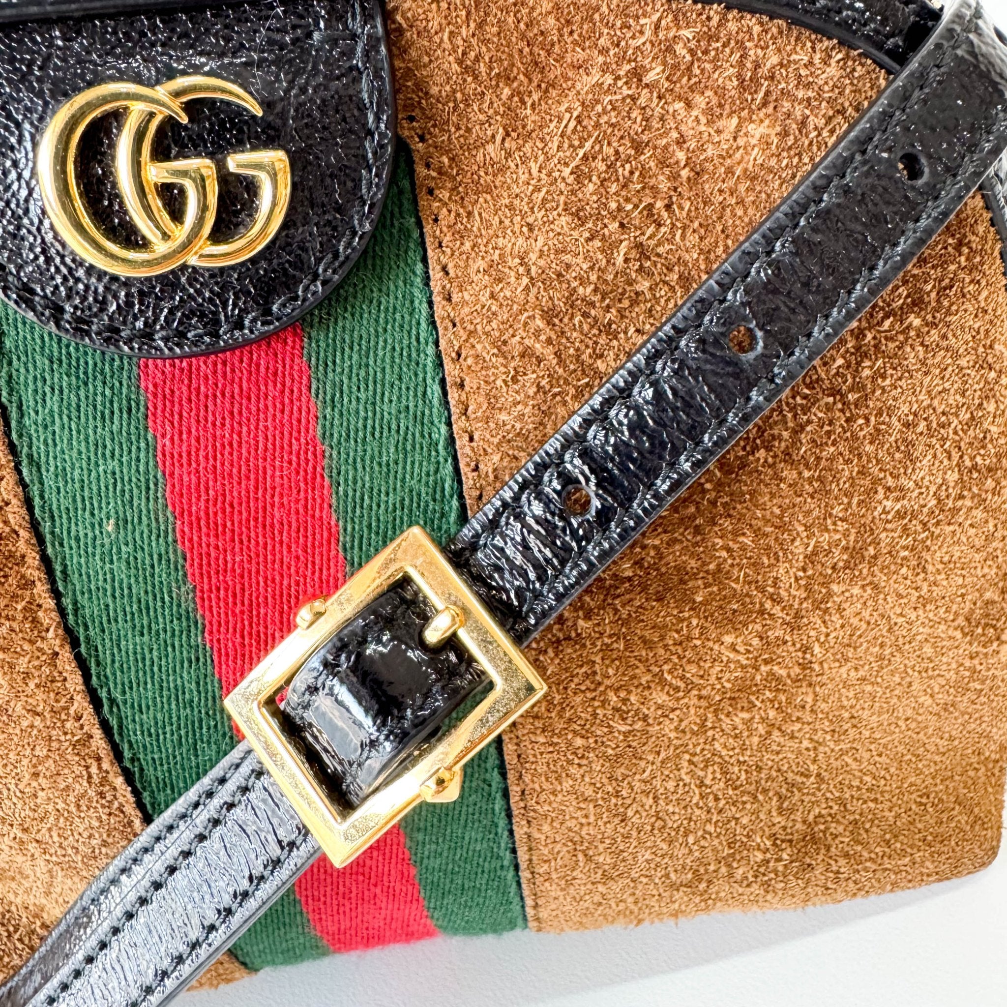 GUCCI Small Ophidia Brown Suede Shoulder Bag, in , Sold by HIVE PRELOVED - Crossbody bags, ,