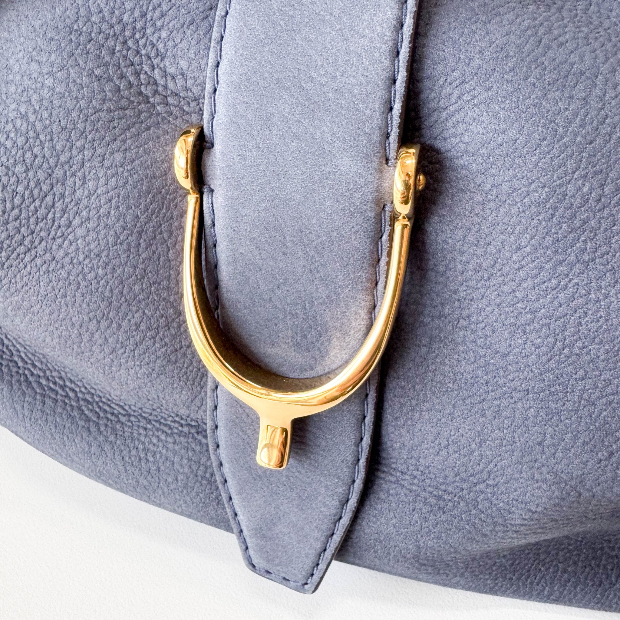 GUCCI Soft Stirrup Blue Suede Handbag, in , Sold by HIVE PRELOVED - Shoulder Bags, ,