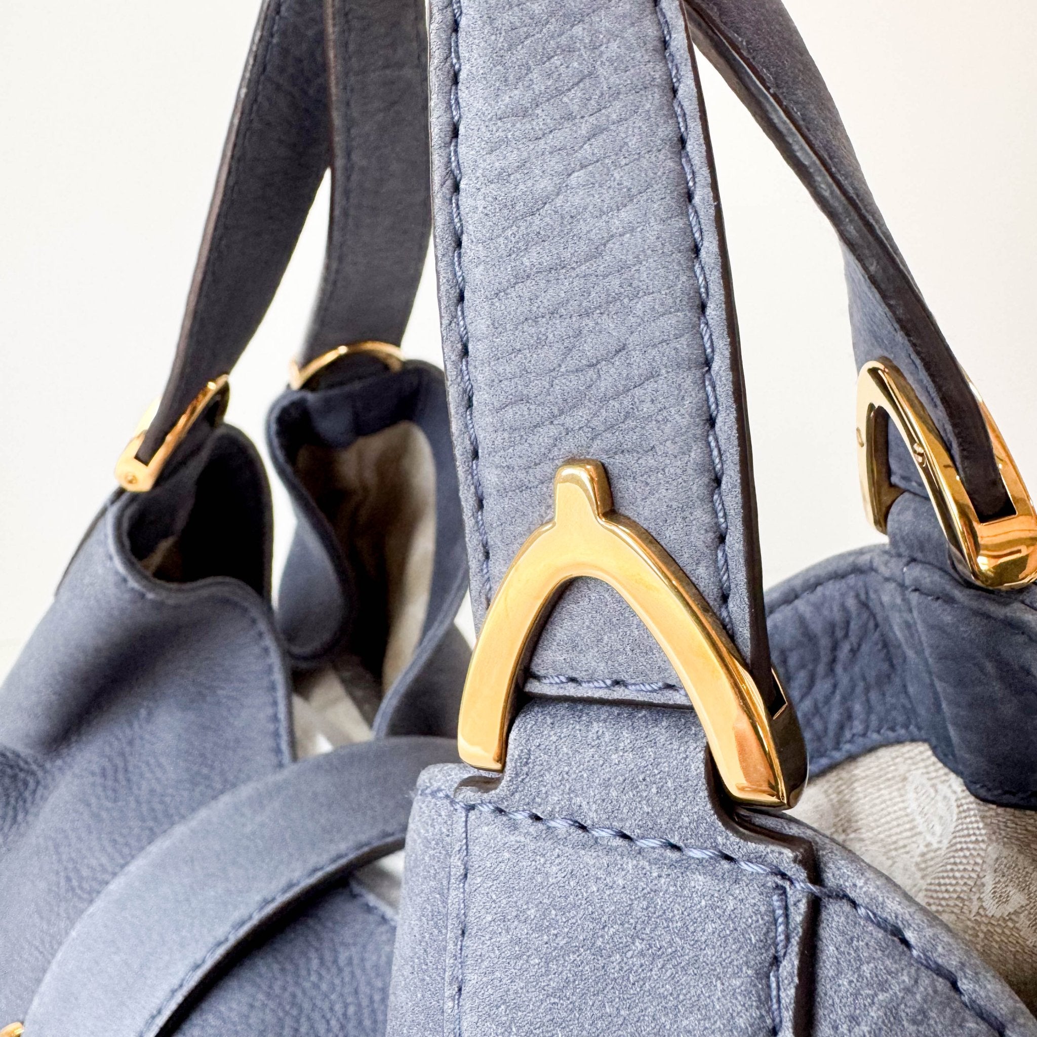 GUCCI Soft Stirrup Blue Suede Handbag, in , Sold by HIVE PRELOVED - Shoulder Bags, ,