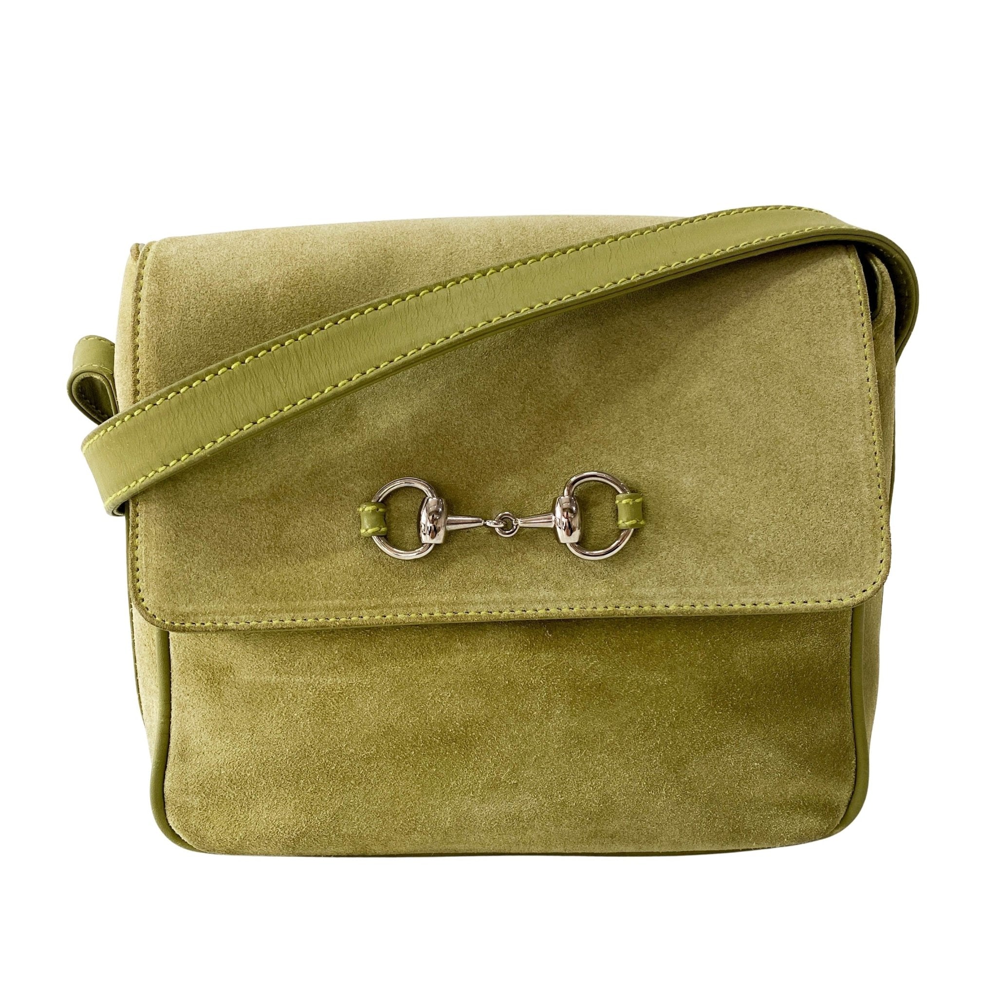 GUCCI Suede Green Horsebit Crossbody Bag, in , Sold by HIVE PRELOVED - Crossbody bags, ,