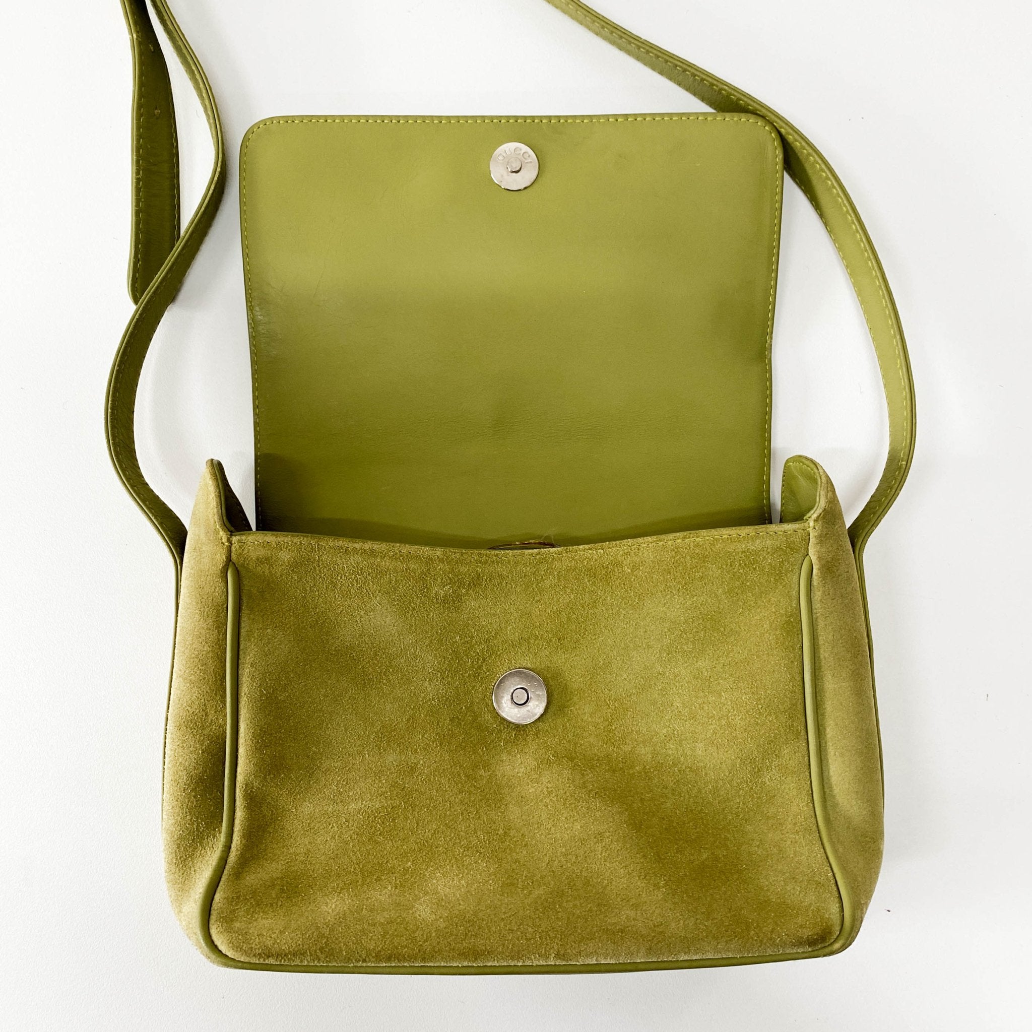 GUCCI Suede Green Horsebit Crossbody Bag, in , Sold by HIVE PRELOVED - Crossbody bags, ,