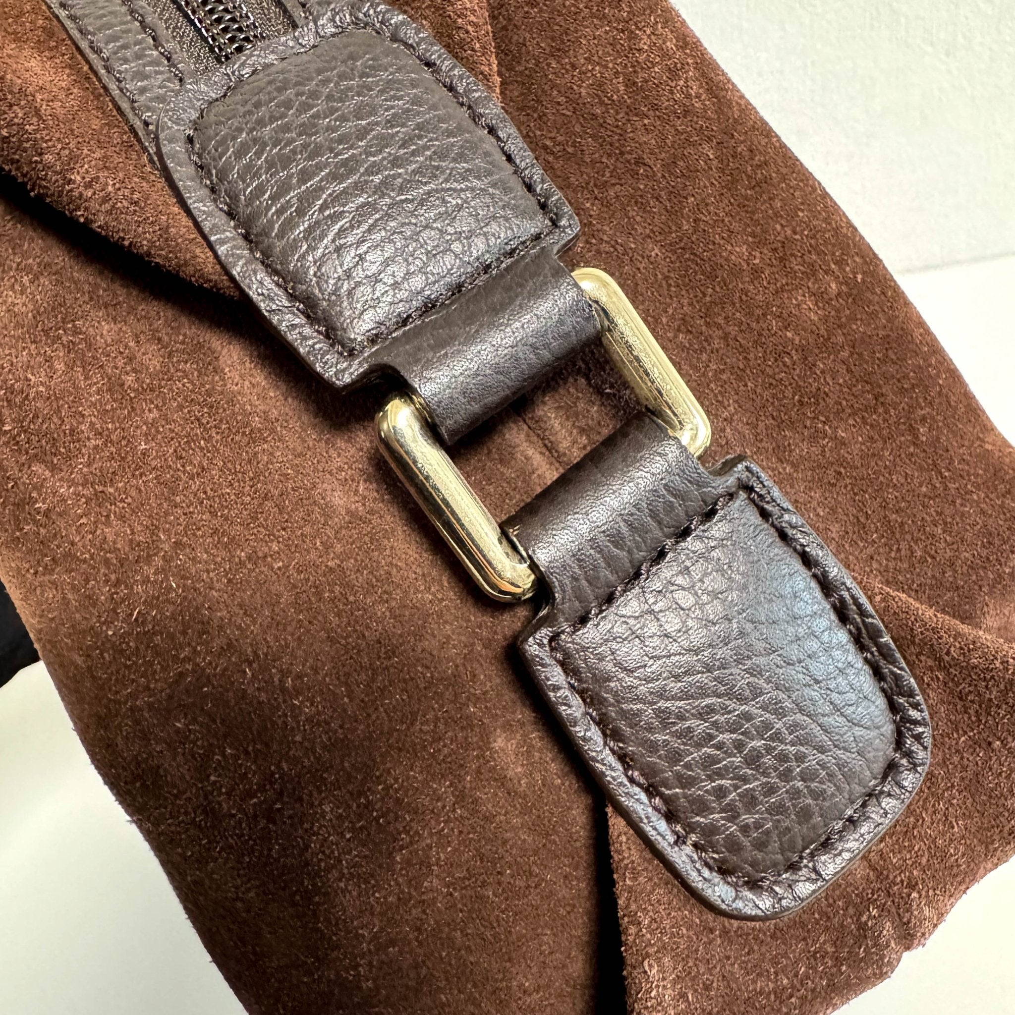 GUCCI Suede Small Boston Bag Brown GG Embossed Leather Bowling, in , Sold by HIVE PRELOVED - Handle Bags, ,