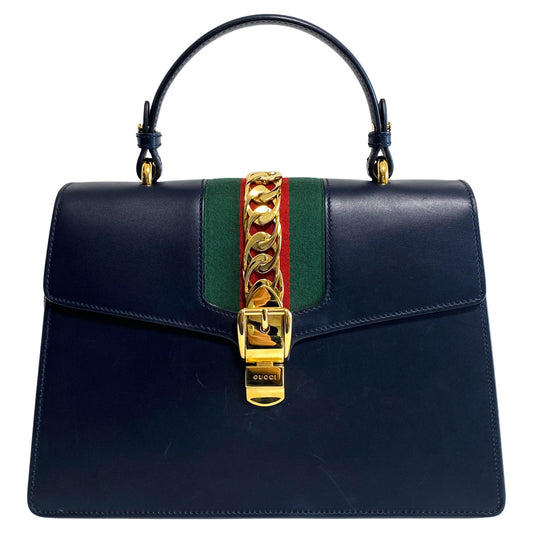 GUCCI Sylvie Black Leather Top Handle Bag, in , Sold by HIVE PRELOVED - Handle Bags, Shoulder Bags,