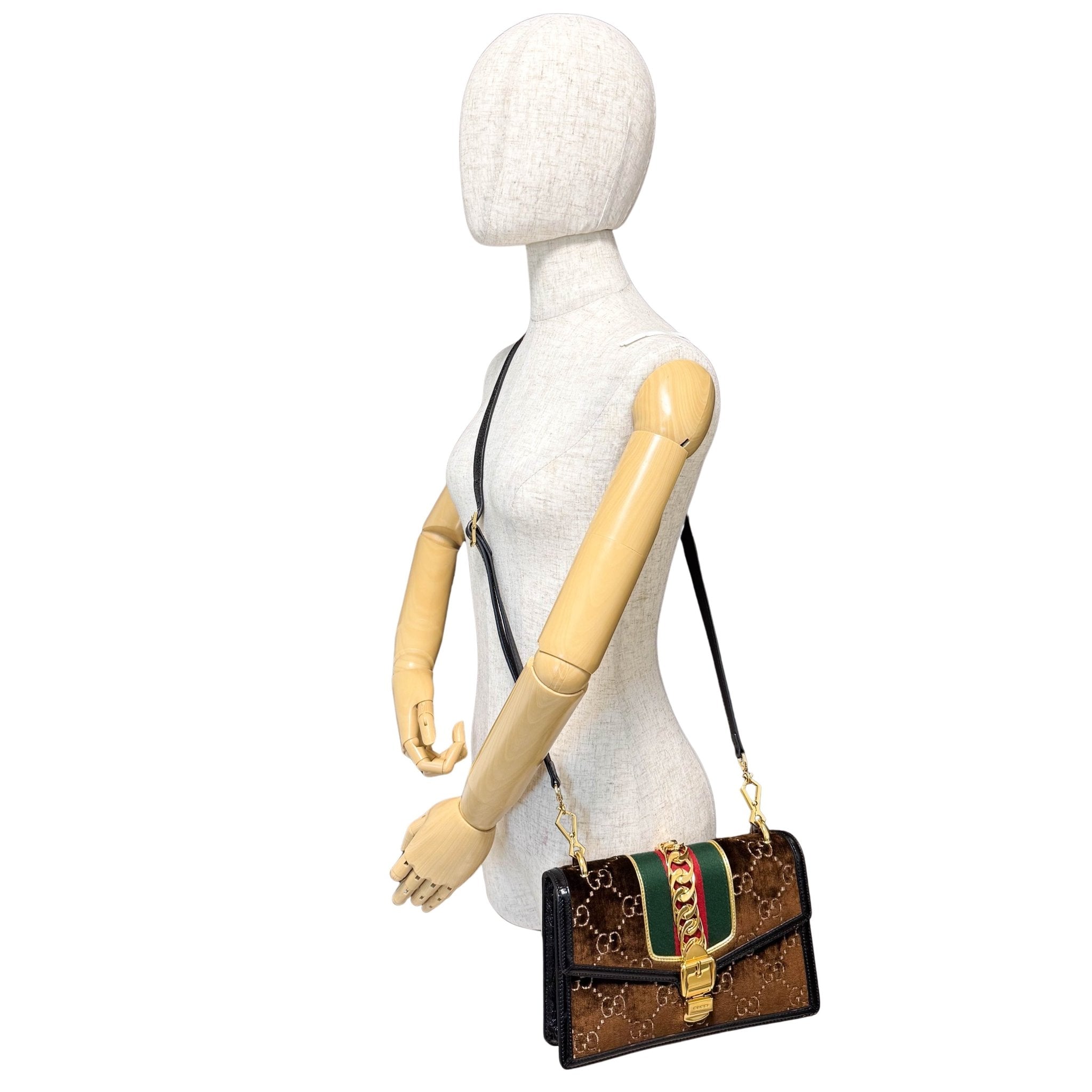 GUCCI Sylvie GG Velvet Brown Suede Small Shoulder Bag, in , Sold by HIVE PRELOVED - Shoulder Bags, ,