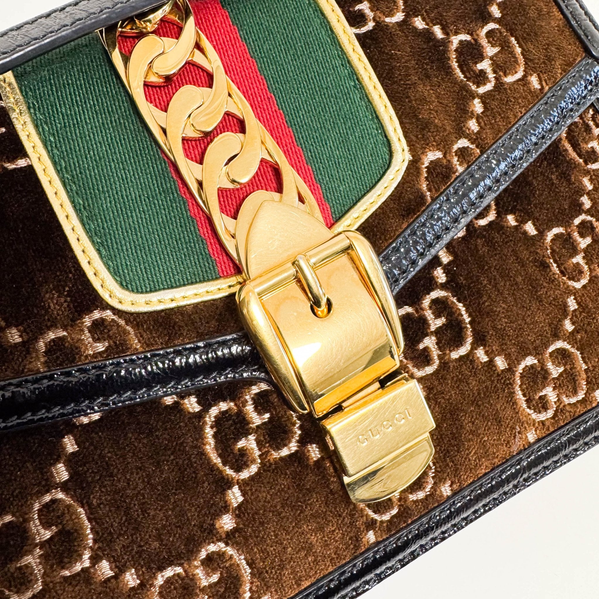 GUCCI Sylvie GG Velvet Brown Suede Small Shoulder Bag, in , Sold by HIVE PRELOVED - Shoulder Bags, ,