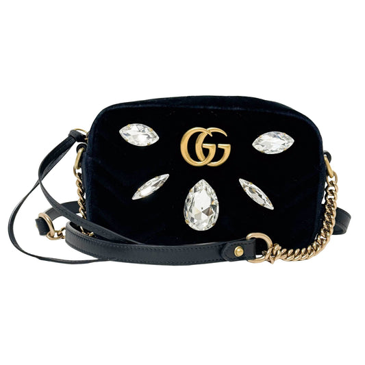 GUCCI Velvet Matelasse Marquise Crystals Mini GG Sholder Bag, in , Sold by HIVE PRELOVED - Shoulder Bags, ,