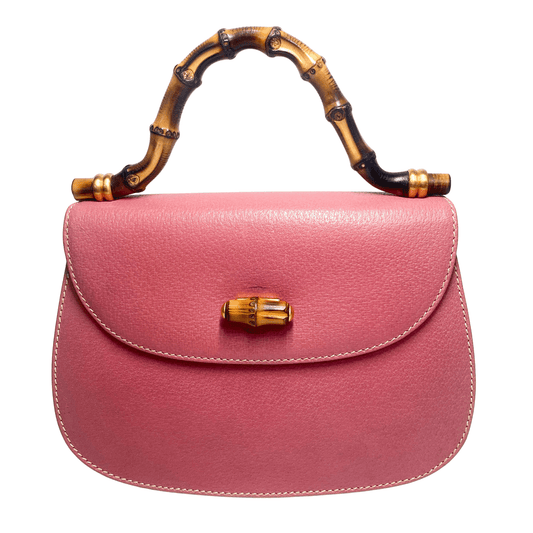 GUCCI Vintage Bamboo 1947 Unique Handle Pink Leather Handbag, in , Sold by HIVE PRELOVED - Handle Bags, ,
