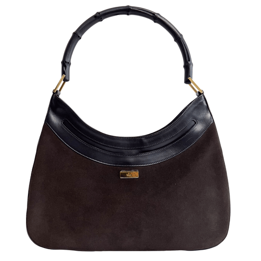 GUCCI Vintage Black Bamboo Suede Shoulder Bag, in , Sold by HIVE PRELOVED - Shoulder Bags, ,