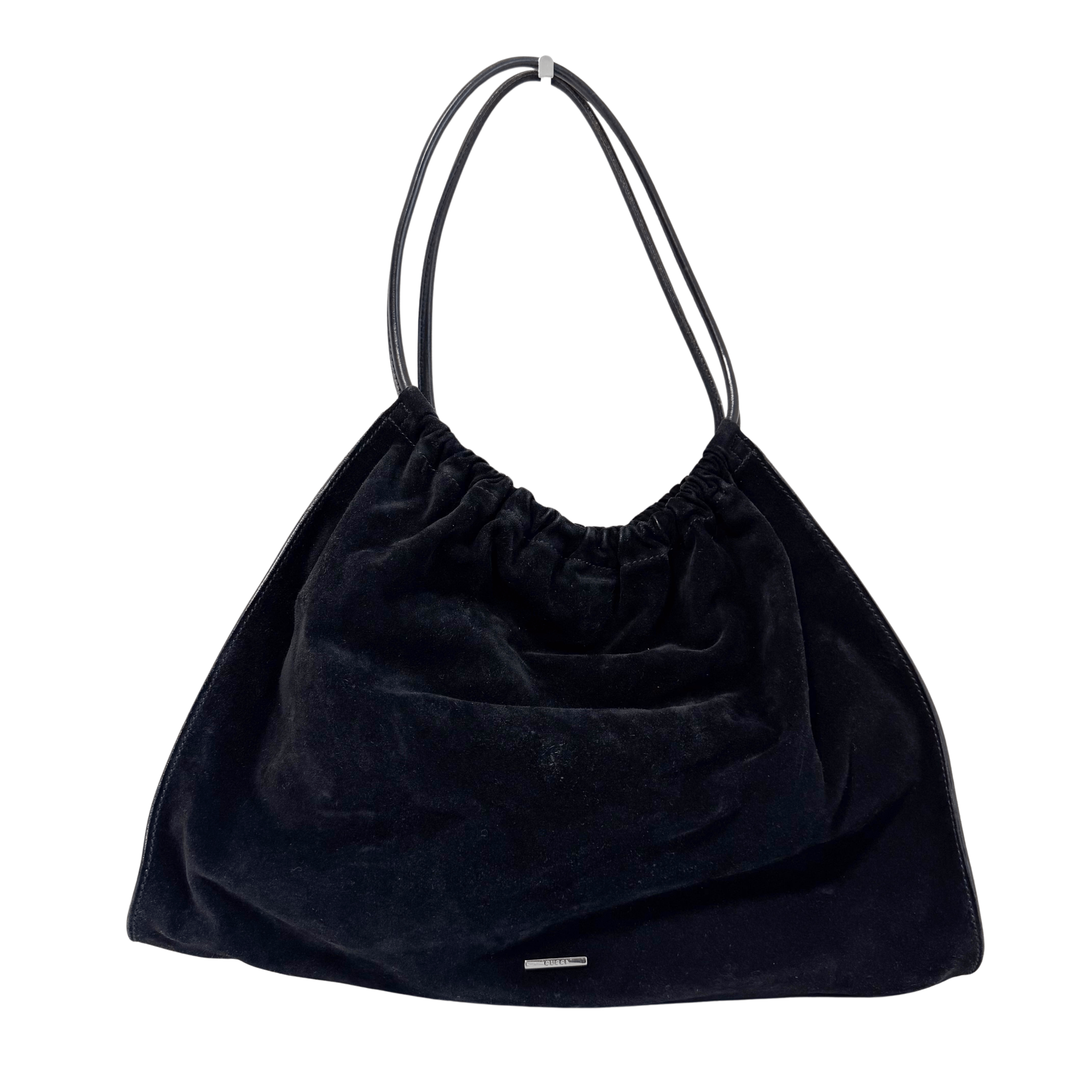 GUCCI Vintage Black Suede and Leather Shoulder Bag, in , Sold by HIVE PRELOVED - Shoulder Bags, ,