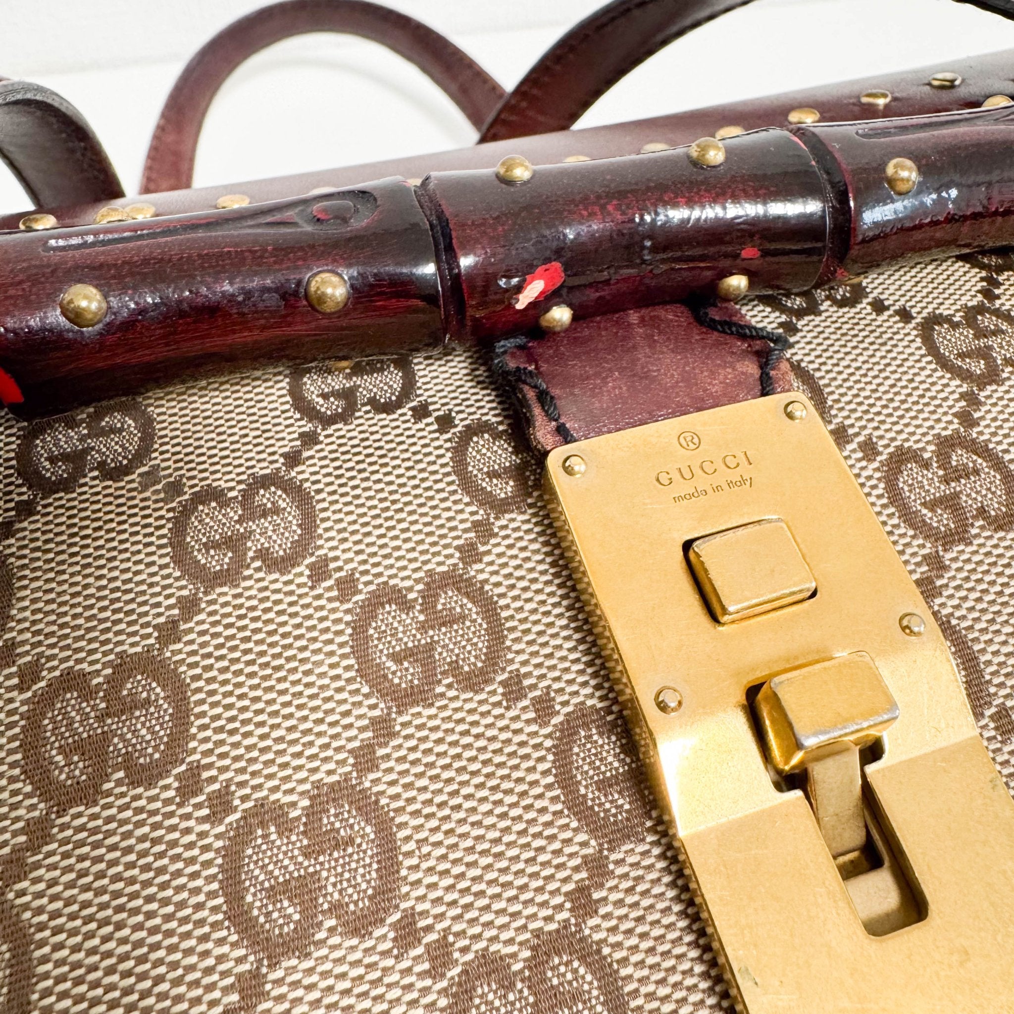 GUCCI Vintage Brown Leather GG Canvas Shoulder Bag, in , Sold by HIVE PRELOVED - Shoulder Bags, ,