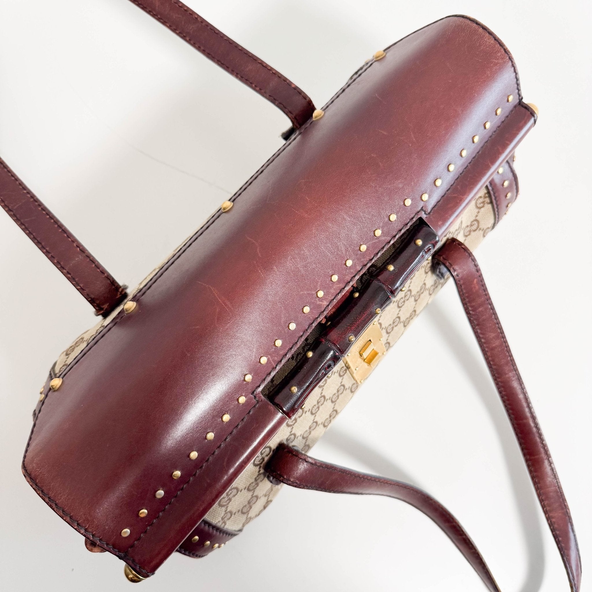 GUCCI Vintage Brown Leather GG Canvas Shoulder Bag, in , Sold by HIVE PRELOVED - Shoulder Bags, ,