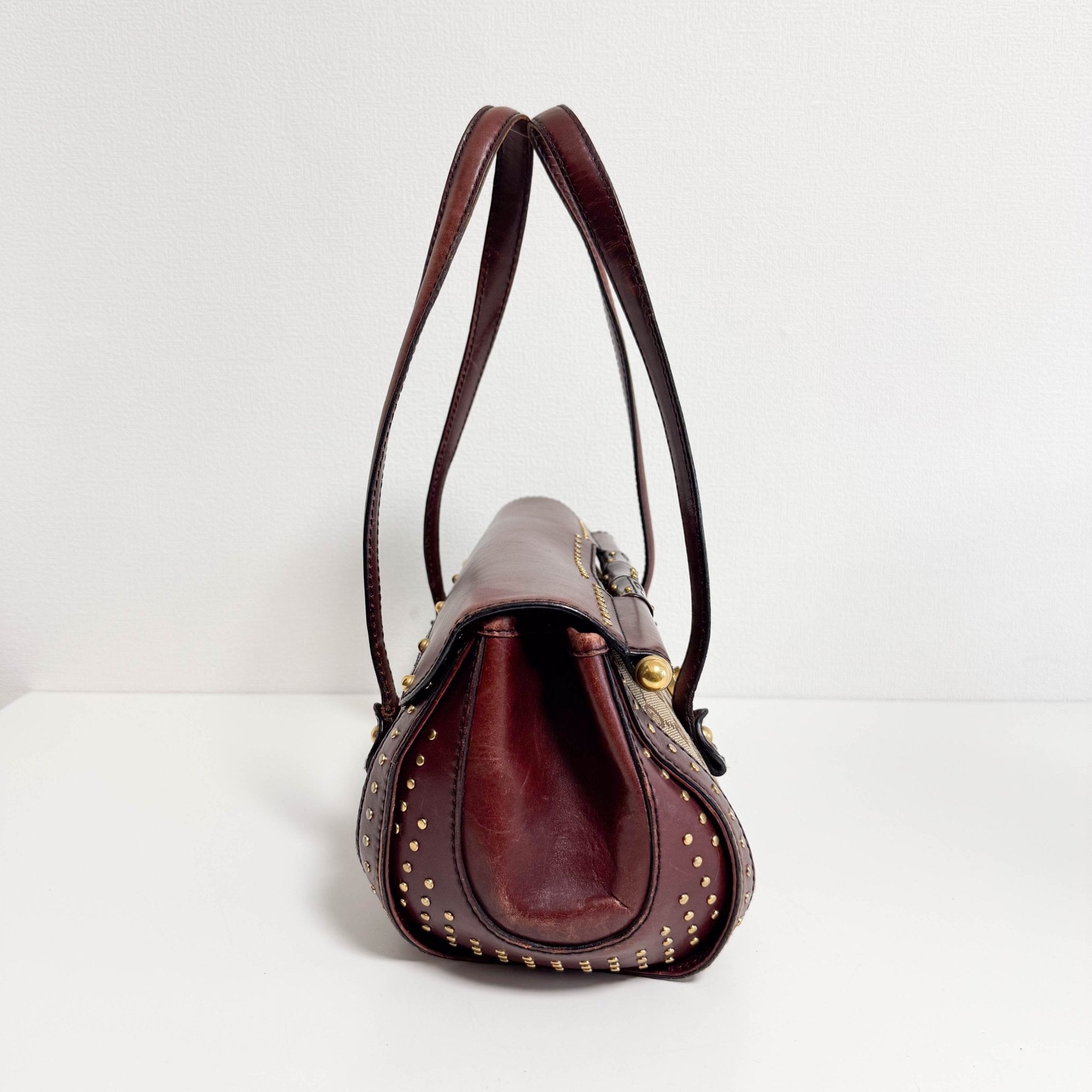 GUCCI Vintage Brown Leather GG Canvas Shoulder Bag, in , Sold by HIVE PRELOVED - Shoulder Bags, ,