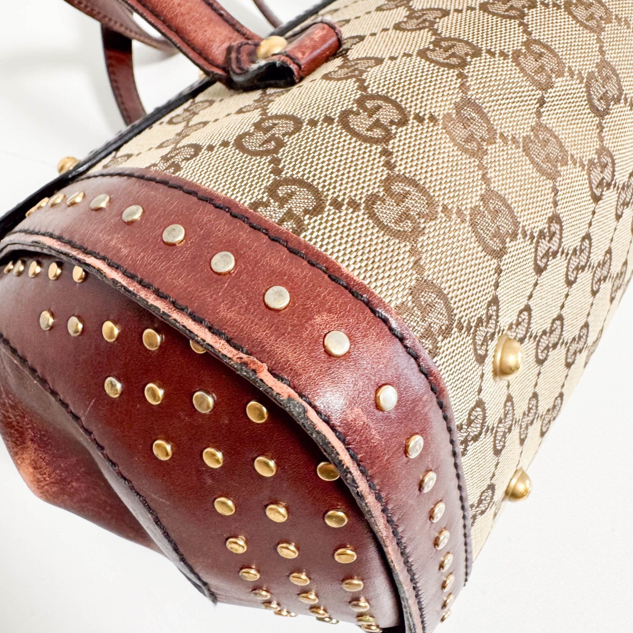 GUCCI Vintage Brown Leather GG Canvas Shoulder Bag, in , Sold by HIVE PRELOVED - Shoulder Bags, ,