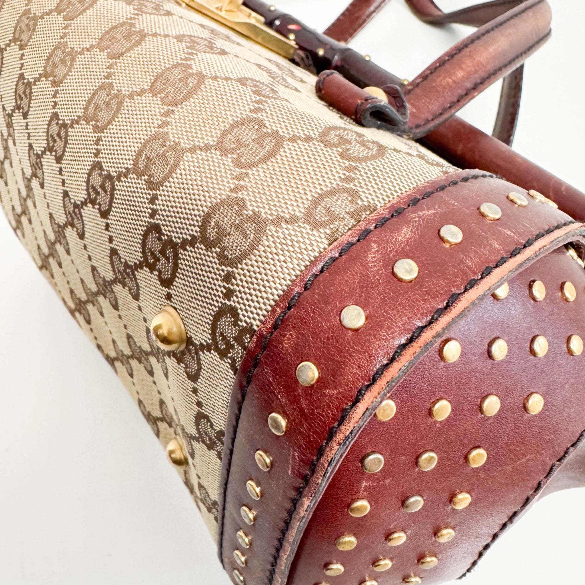 GUCCI Vintage Brown Leather GG Canvas Shoulder Bag, in , Sold by HIVE PRELOVED - Shoulder Bags, ,