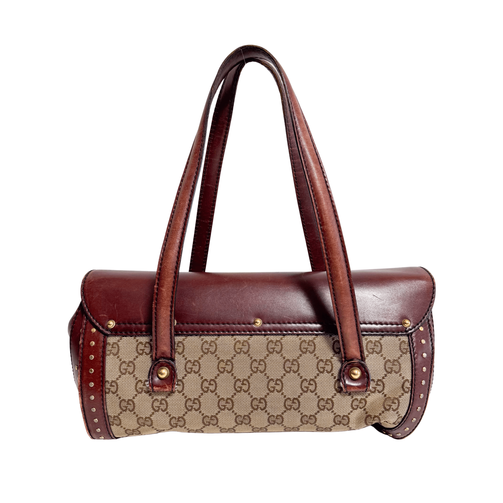 GUCCI Vintage Brown Leather GG Canvas Shoulder Bag, in , Sold by HIVE PRELOVED - Shoulder Bags, ,