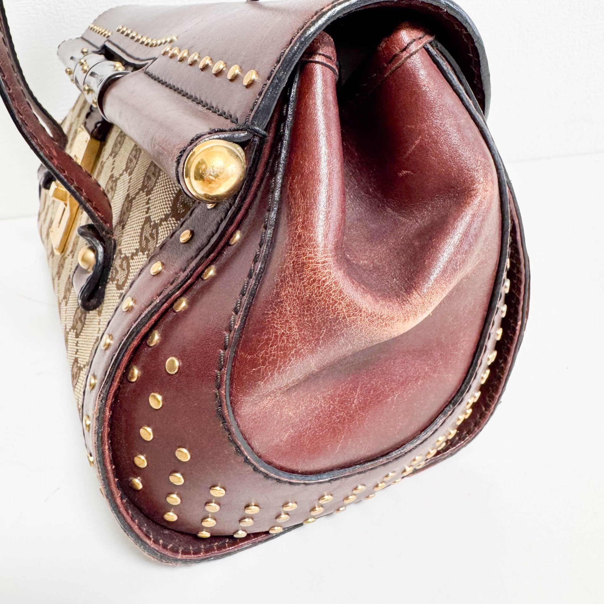 GUCCI Vintage Brown Leather GG Canvas Shoulder Bag, in , Sold by HIVE PRELOVED - Shoulder Bags, ,