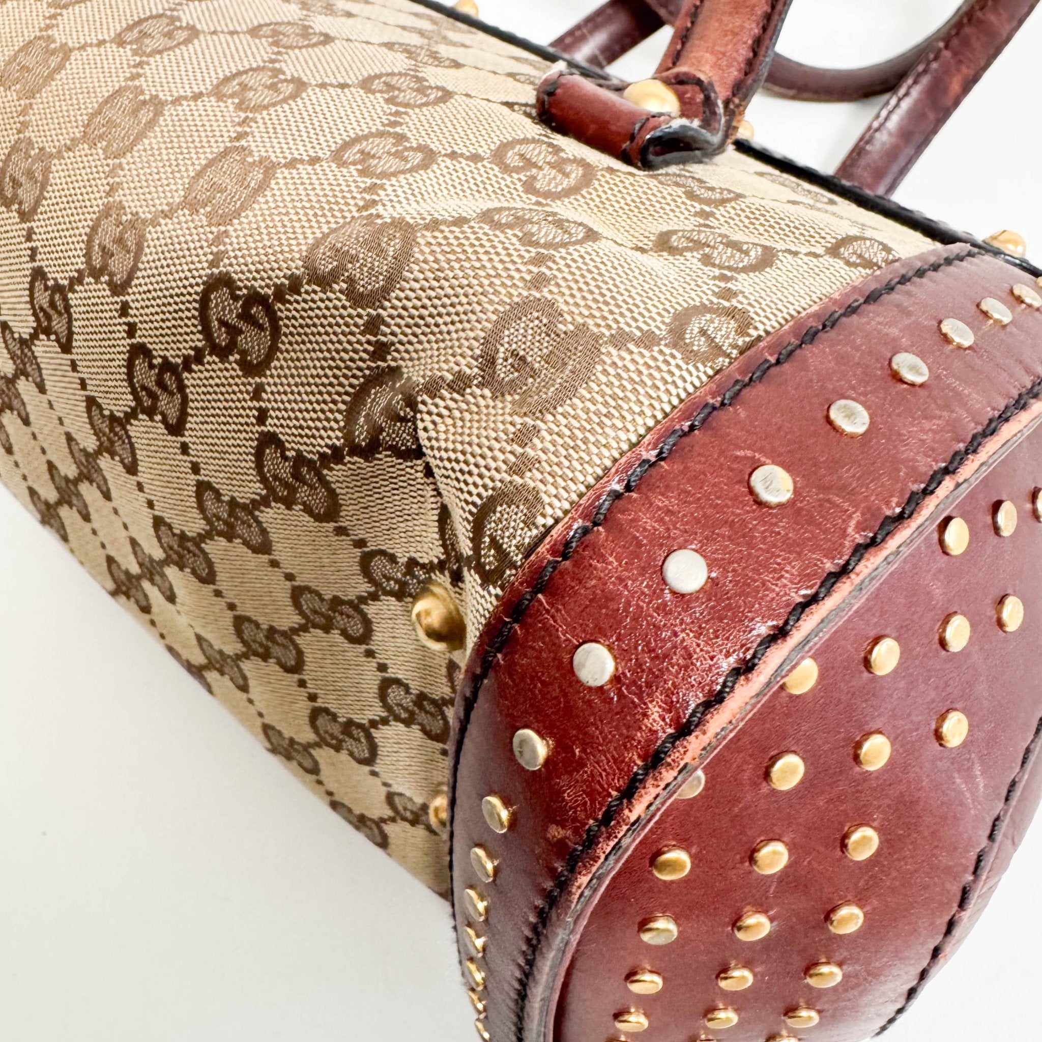 GUCCI Vintage Brown Leather GG Canvas Shoulder Bag, in , Sold by HIVE PRELOVED - Shoulder Bags, ,