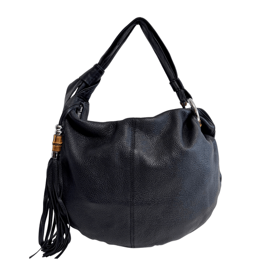 GUCCI Vintage Hobo Black Bamboo Leather Shoulder Bag, in , Sold by HIVE PRELOVED - Shoulder Bags, ,