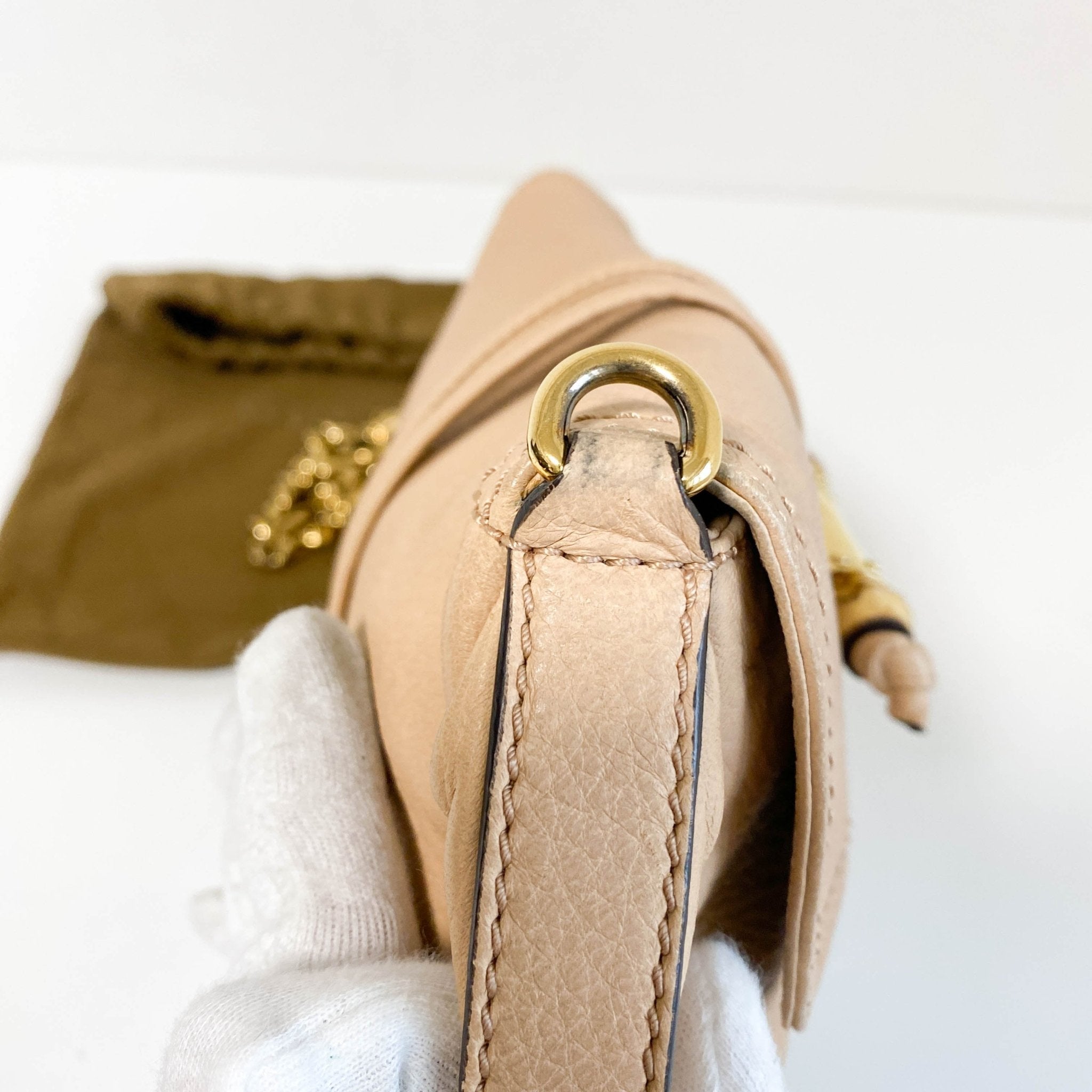 GUCCI Vintage Mini Beige Leather Bamboo Shoulder Bag, in , Sold by HIVE PRELOVED - Shoulder Bags, ,