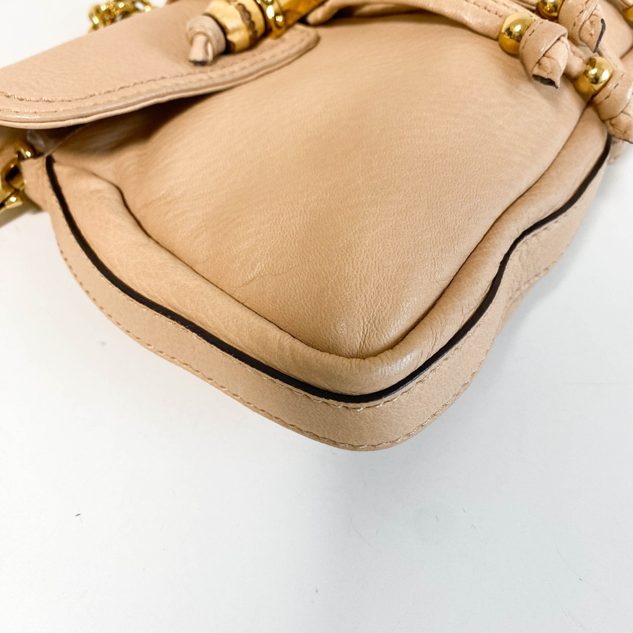 GUCCI Vintage Mini Beige Leather Bamboo Shoulder Bag, in , Sold by HIVE PRELOVED - Shoulder Bags, ,