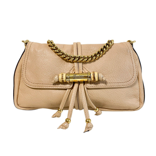 GUCCI Vintage Mini Beige Leather Bamboo Shoulder Bag, in , Sold by HIVE PRELOVED - Shoulder Bags, ,