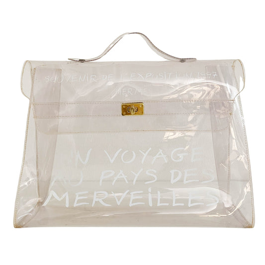 HERMÈS Vinyl Kelly, Vinyl in White, Sold by HIVE PRELOVED - Handle Bags, ,