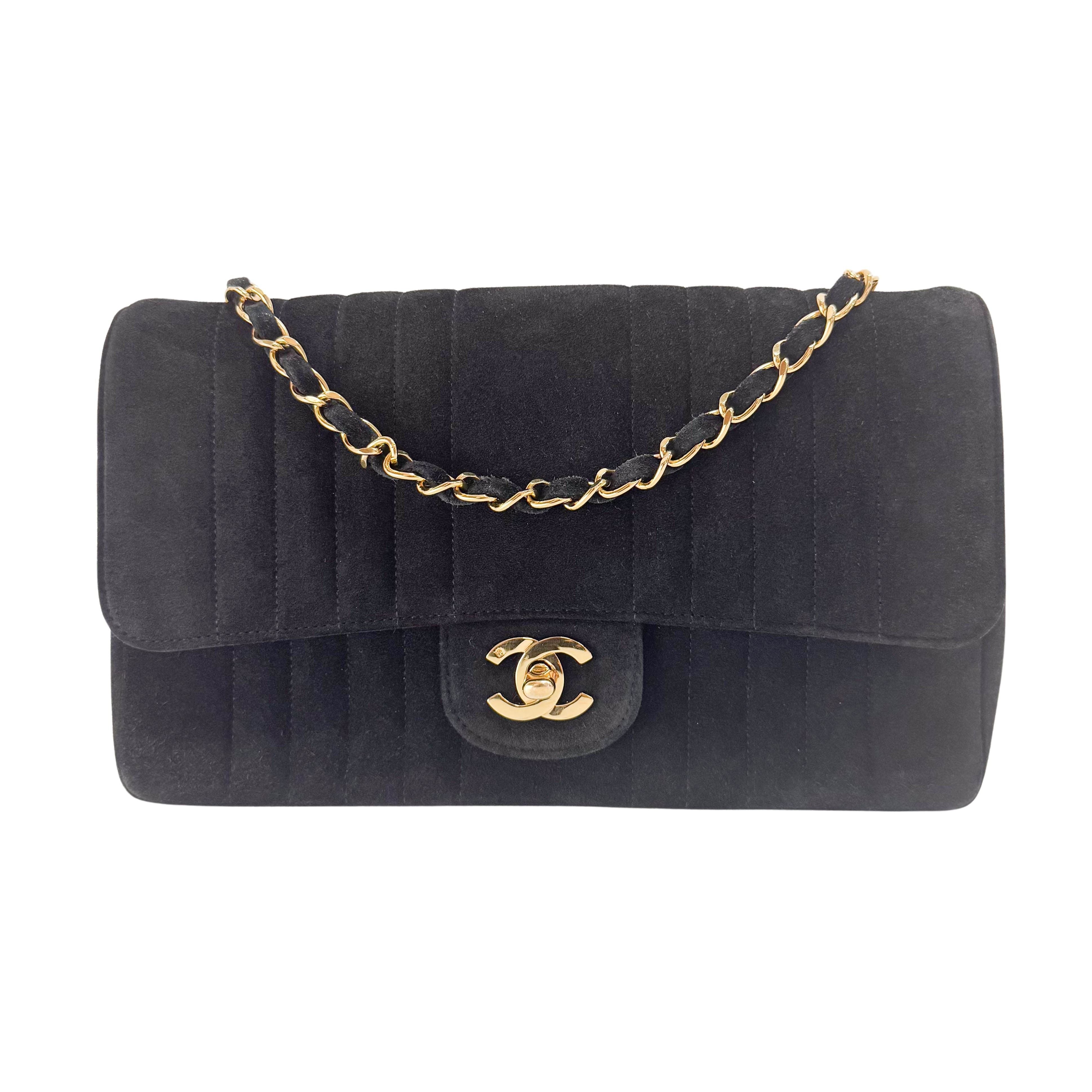 Mademoiselle Black Suede Crossbody Bag