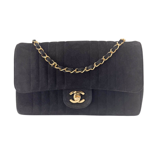 Mademoiselle Black Suede Crossbody Bag