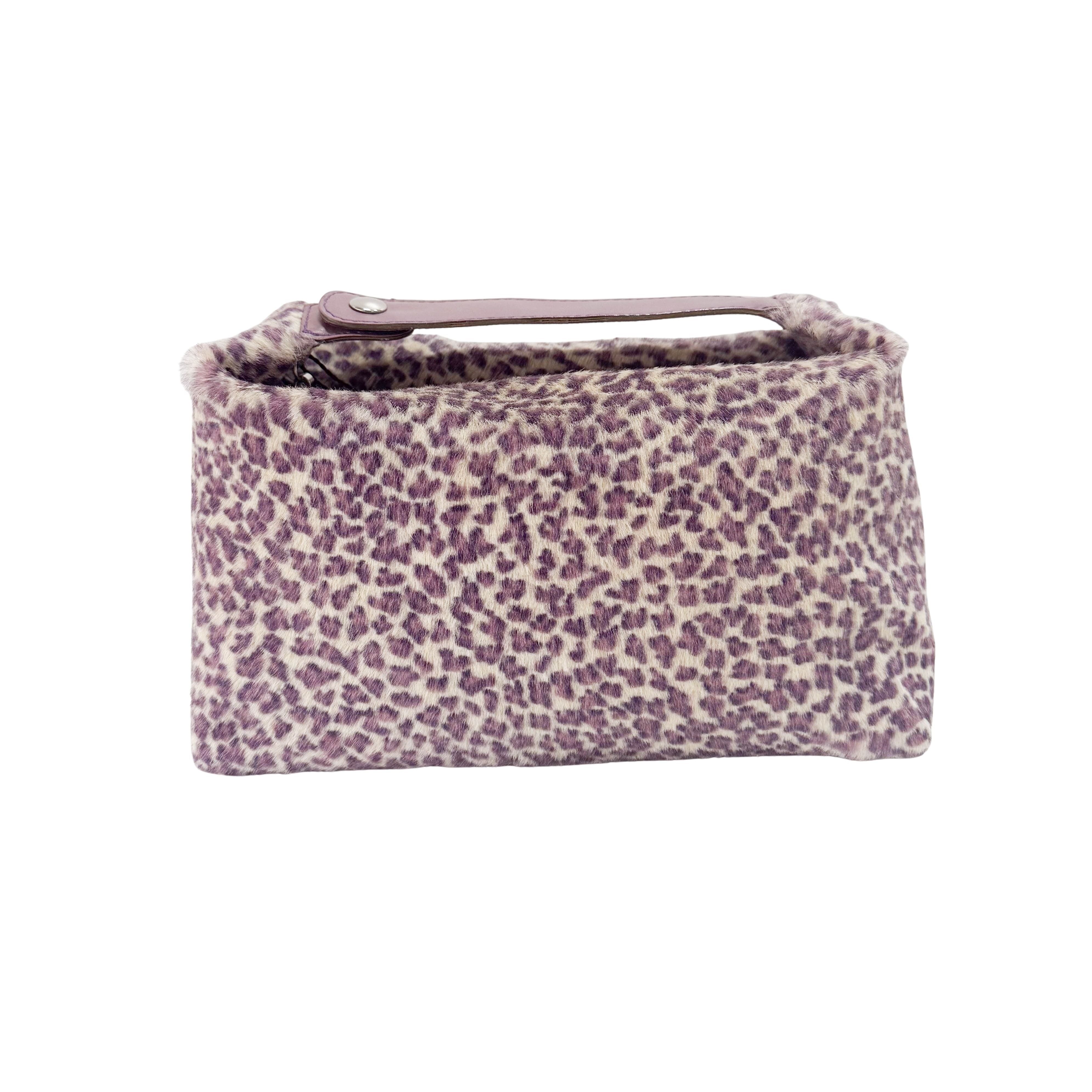 Vintage Purple Cheetah Small Print Pony Hair Hand Bag