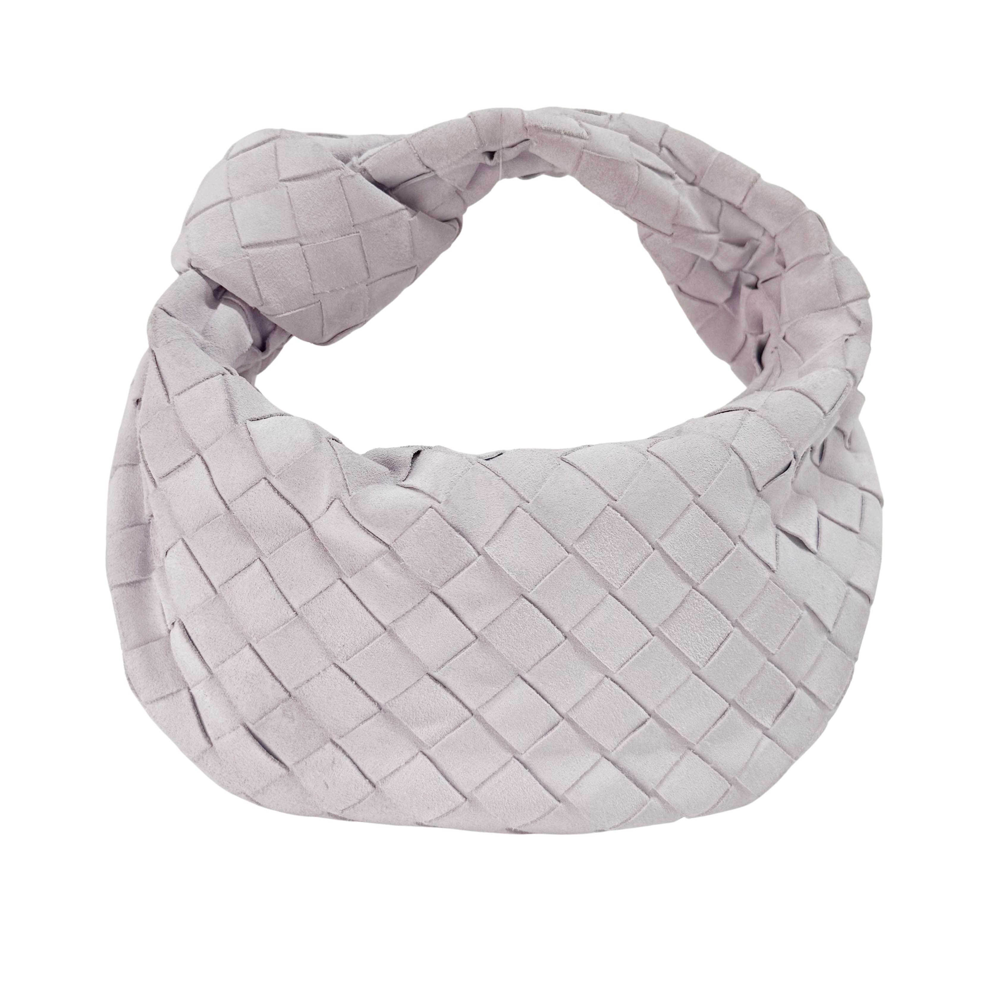 Small Intrecciato White Suede Handbag