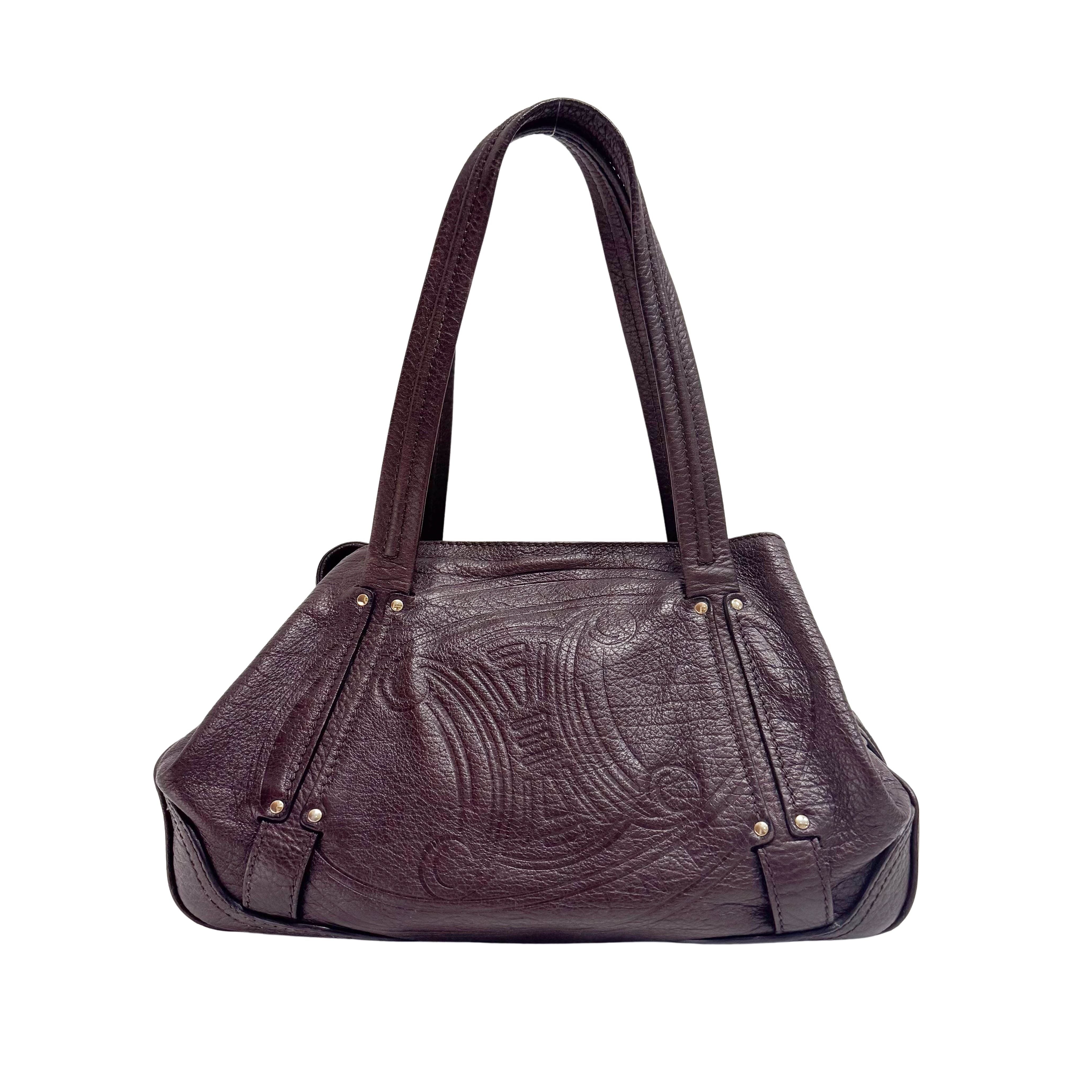 Triomphe Brown Leather Shoulder Bag