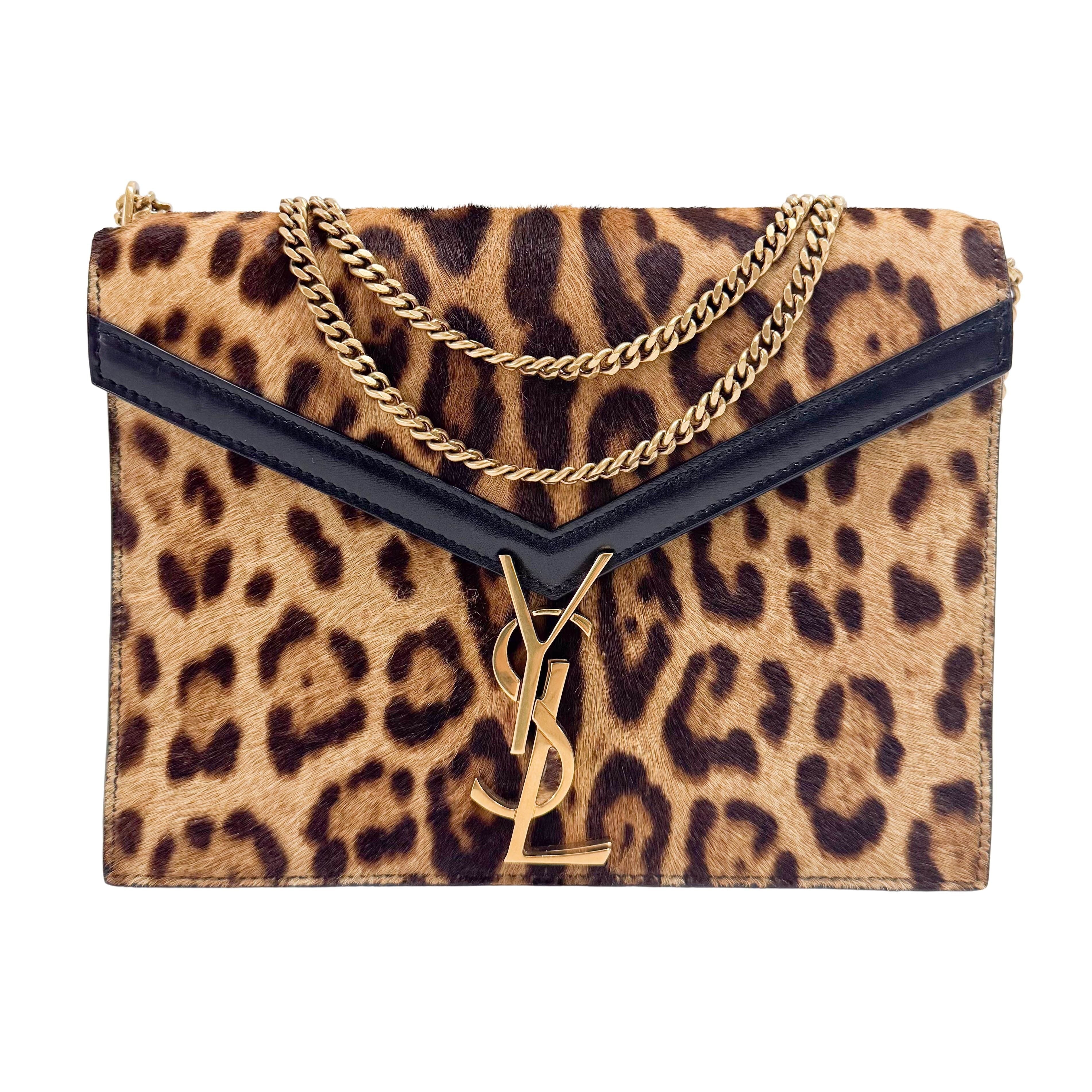 Cassandra Brown Jaguar Pony Hair Chain Shoulder Bag