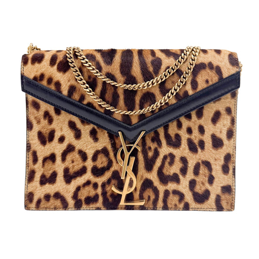 Cassandra Brown Jaguar Pony Hair Chain Shoulder Bag