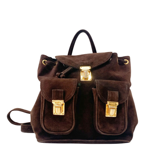 Brown Suede Backpack