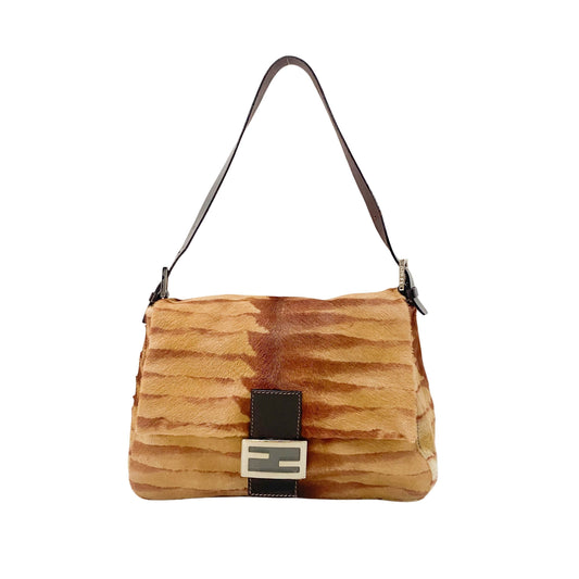 Mamma Baguette Red Zebra Print Pony Hair Shoulder Bag