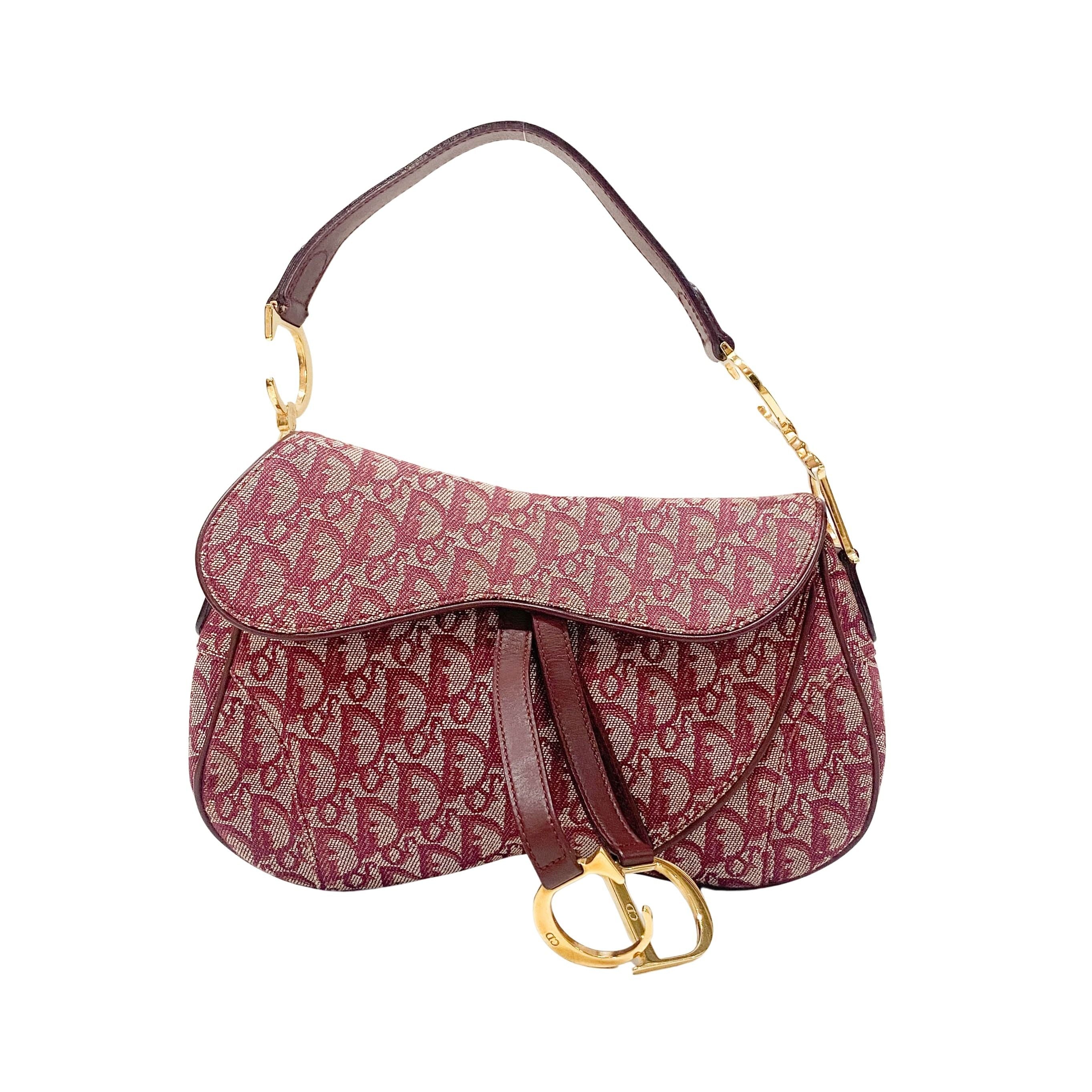 Double Saddle Trotter Red Jacquard Shoulder Bag