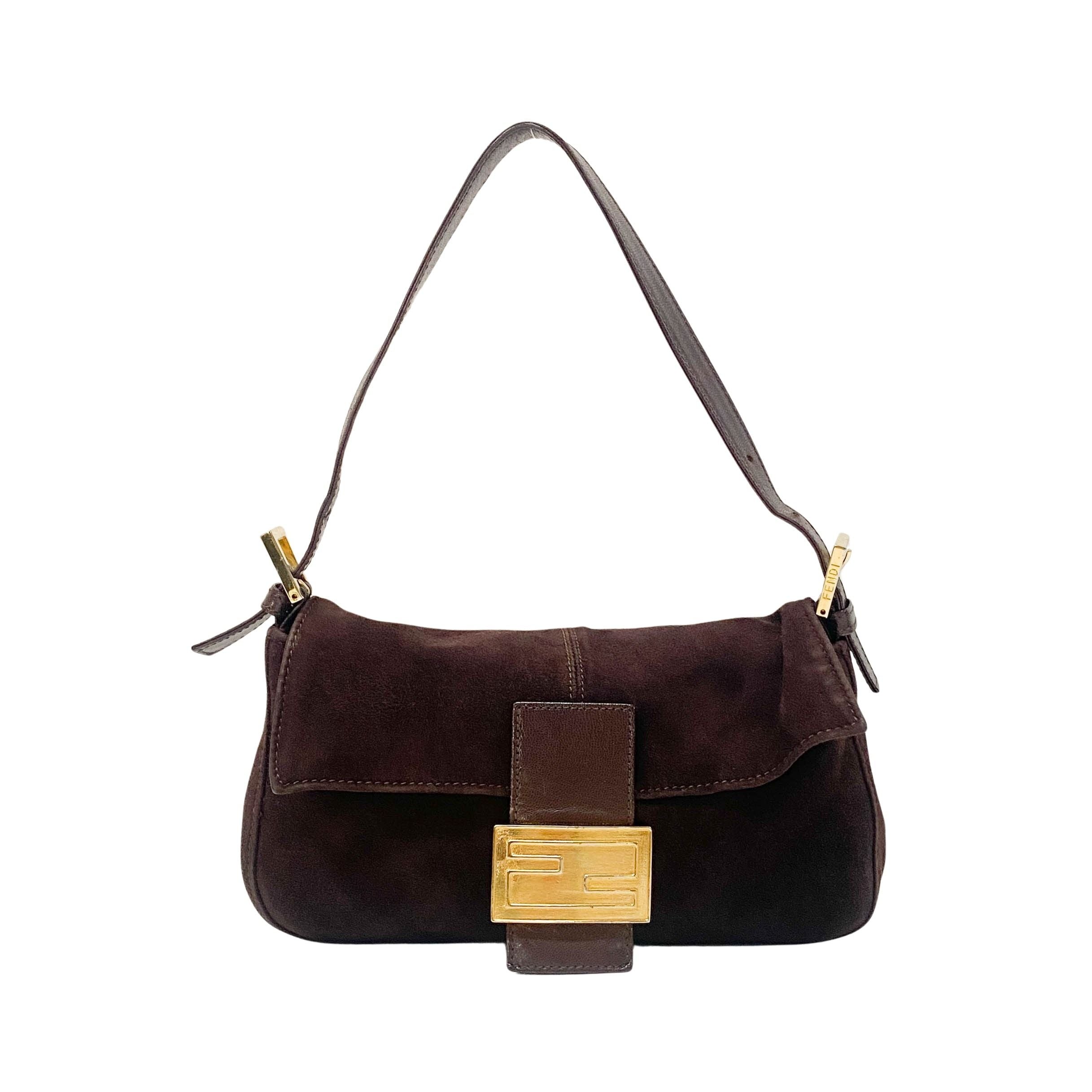 Baguette Brown Suede Shoulder Bag