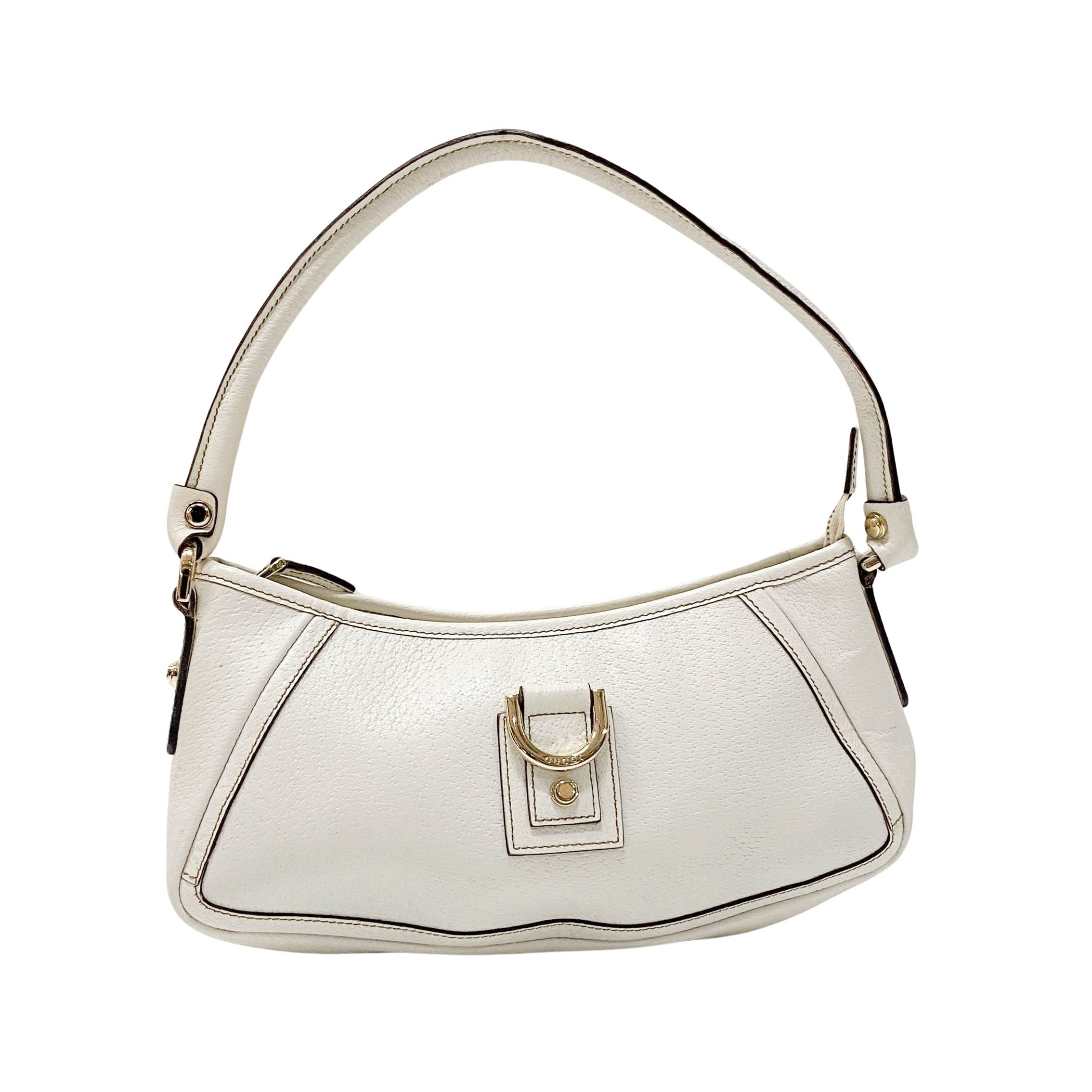 Abbey White Leather Shoulder Bag